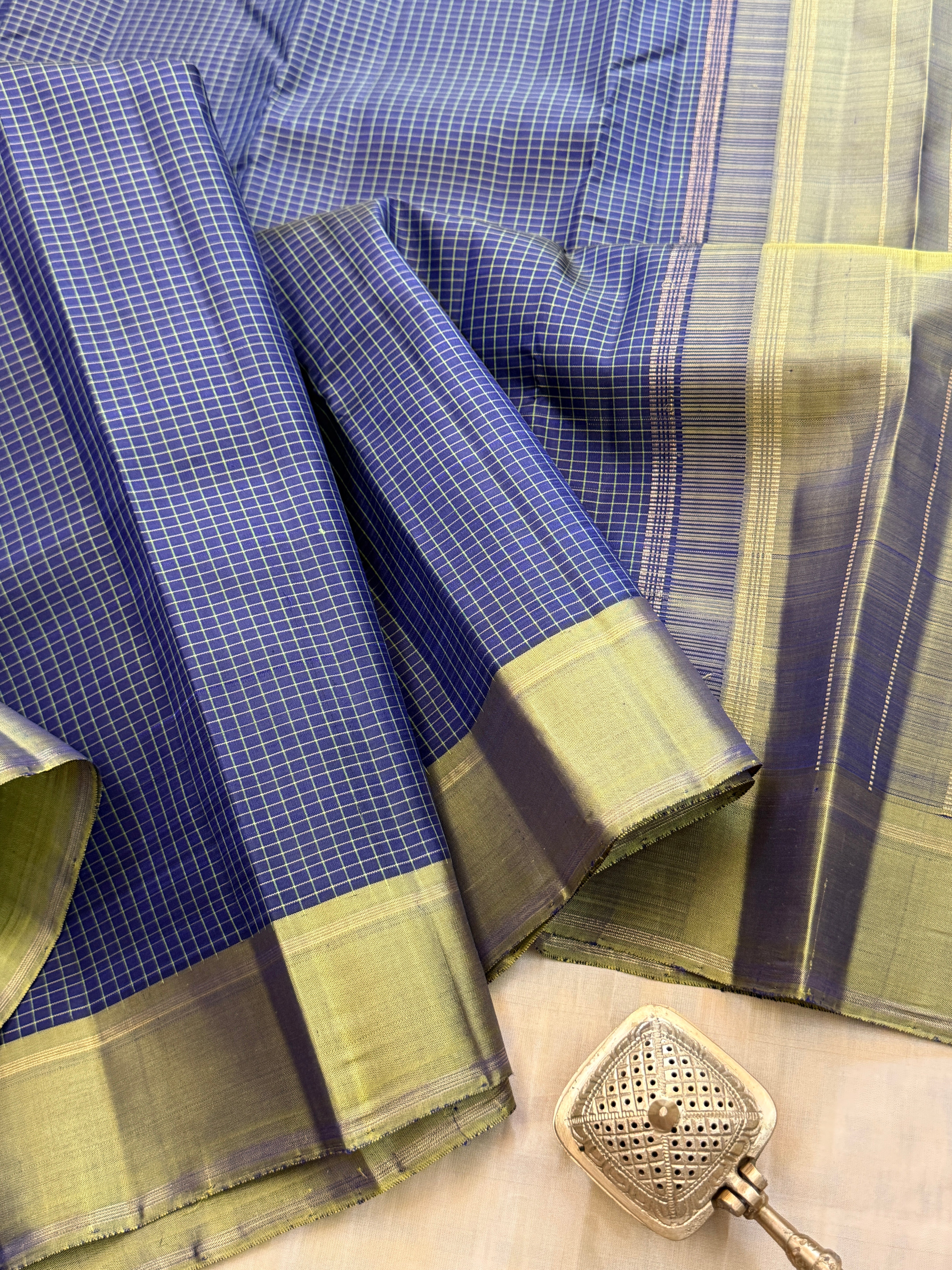 Blue small Kattam / kanjipuram silk saree clsa 11593