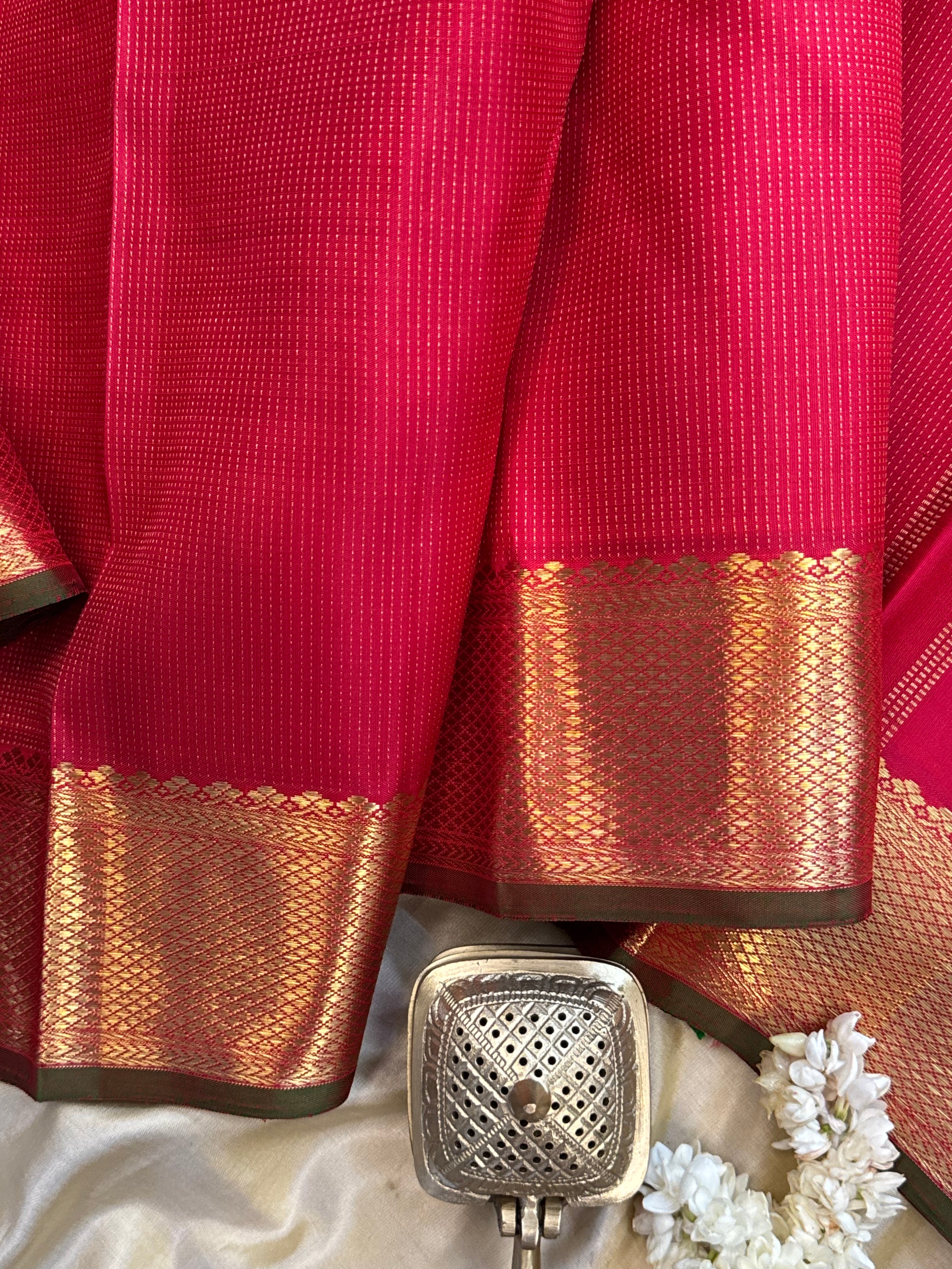Pinkish red zari oosivanam / Kanjipuram silk CLSA7775