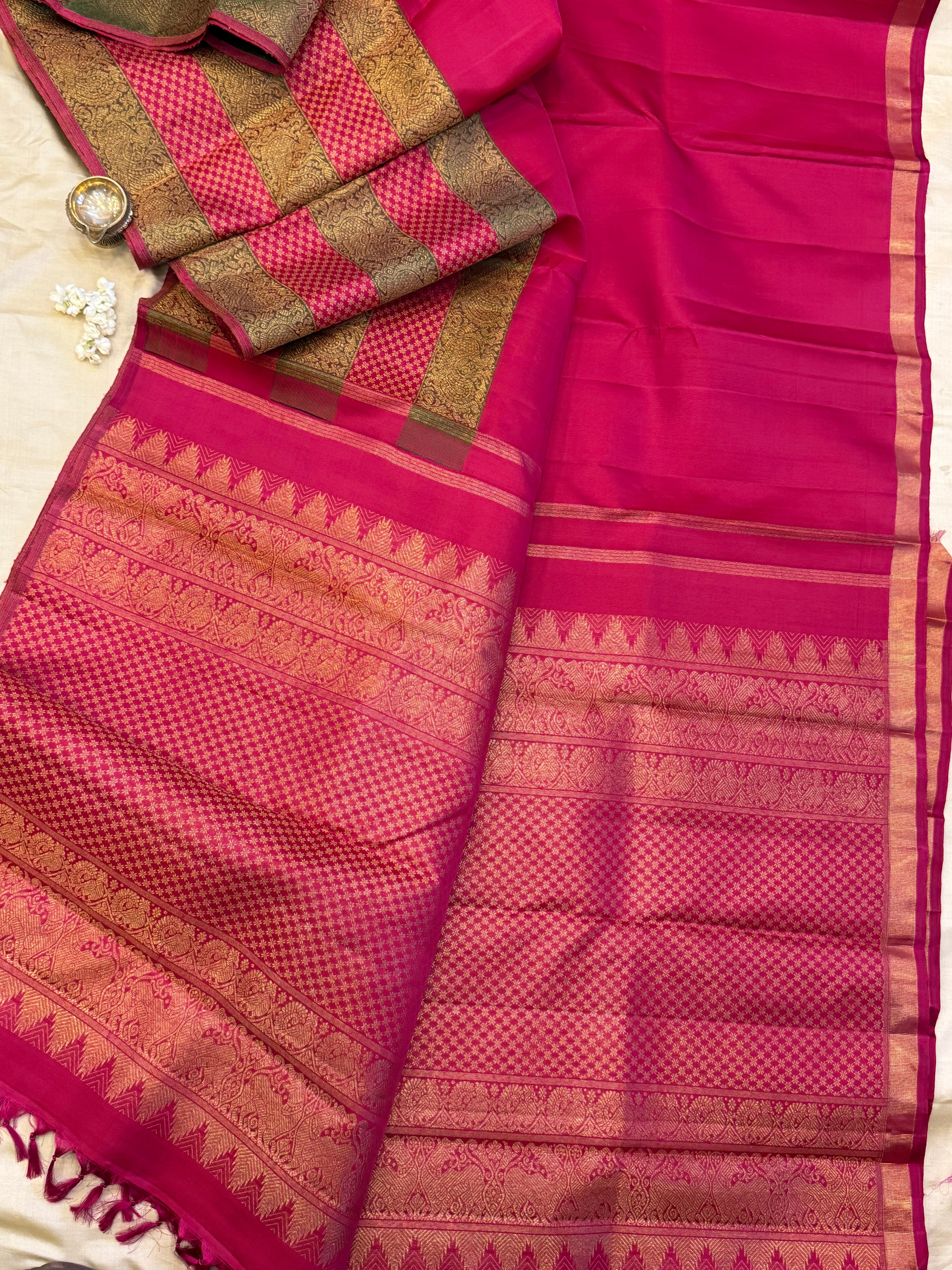 Concept saree - Pink long band border / kanjipuram silk