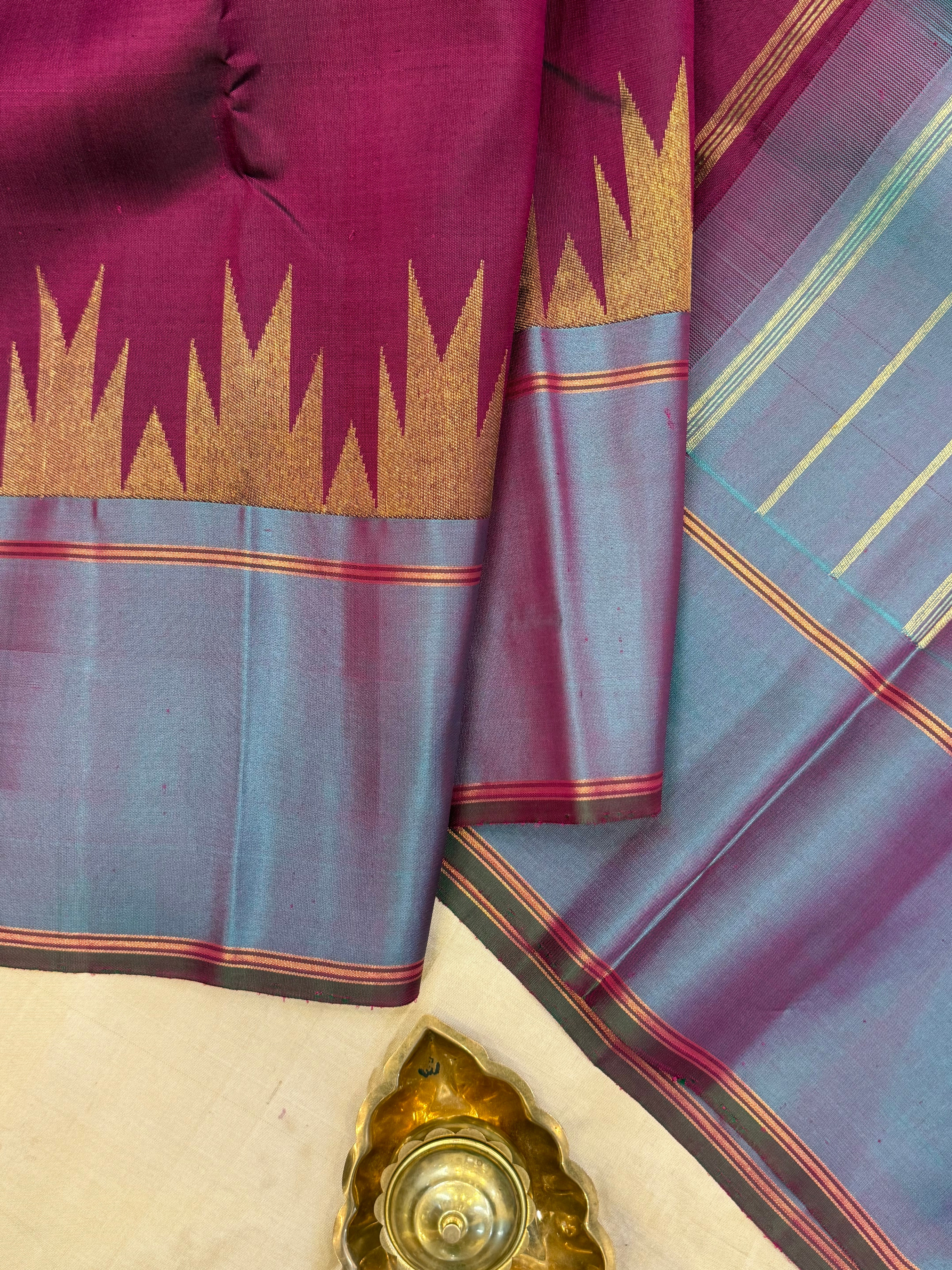 Magenta body with temple retta pet border/ kanjipuram silk saree CLSA10721
