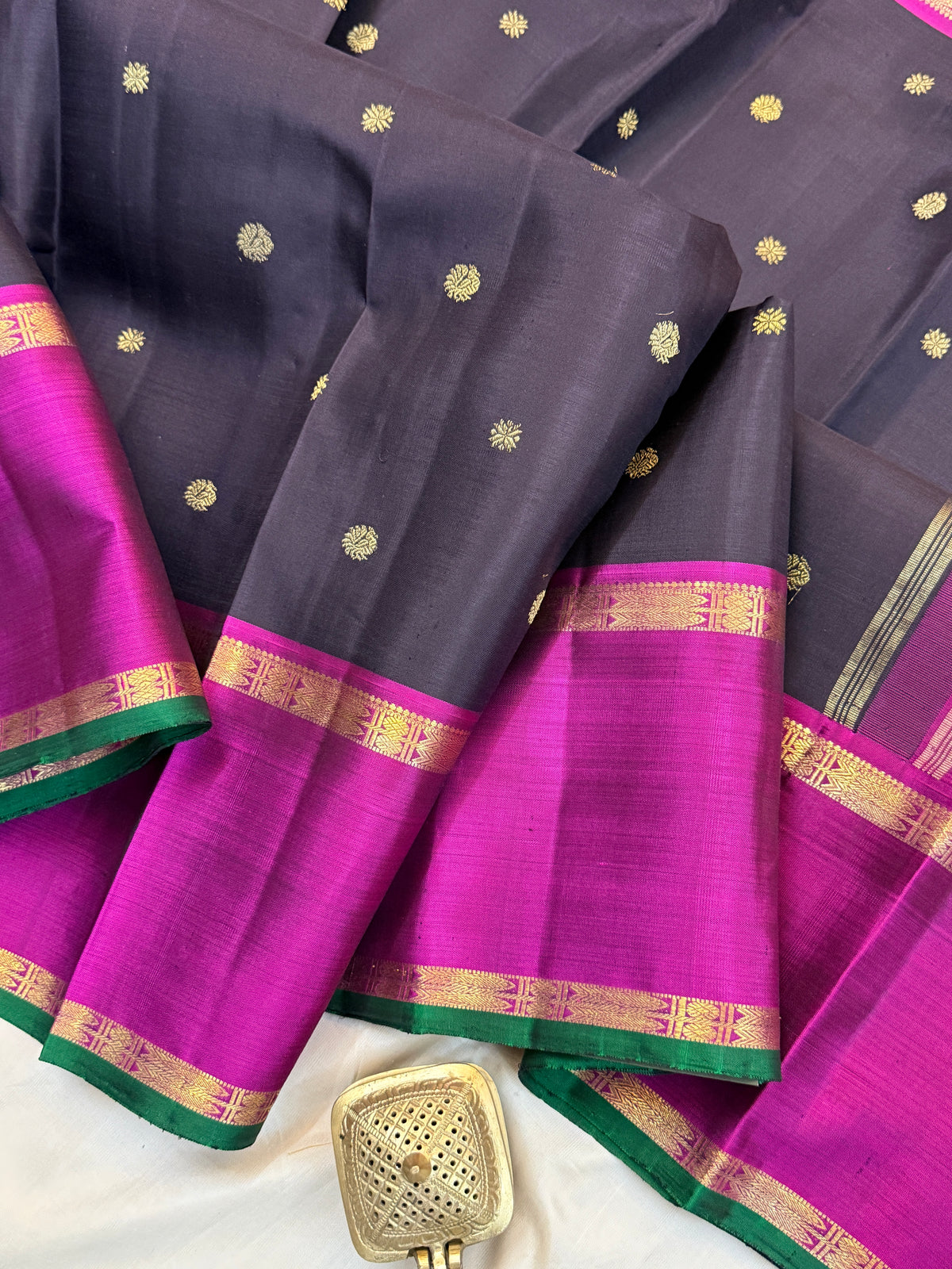 Kanchana colour Rettapet border pure Zari / kanjipuram silk saree clsa 11312