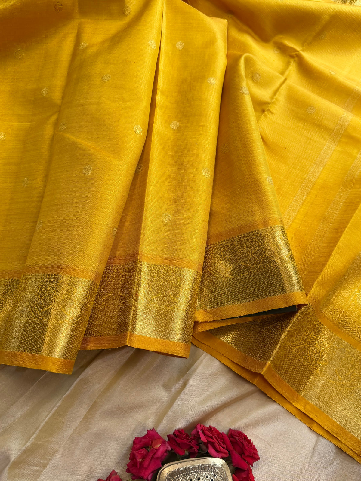 Golden mustard  Vairaoosi / pure Zari Kanjipuram silk