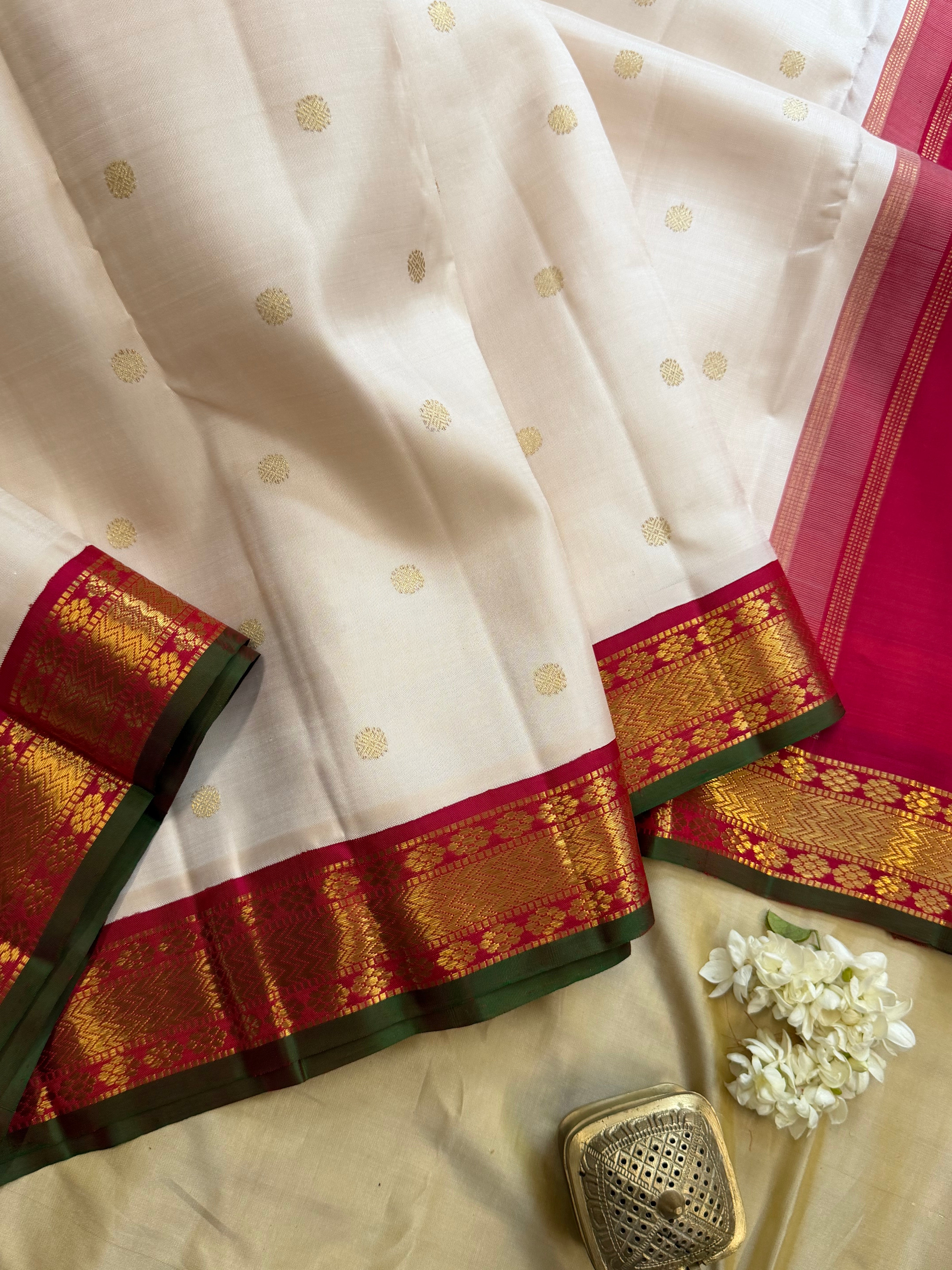 Off white Korvai / Kanjipuram silk saree clsa 11670