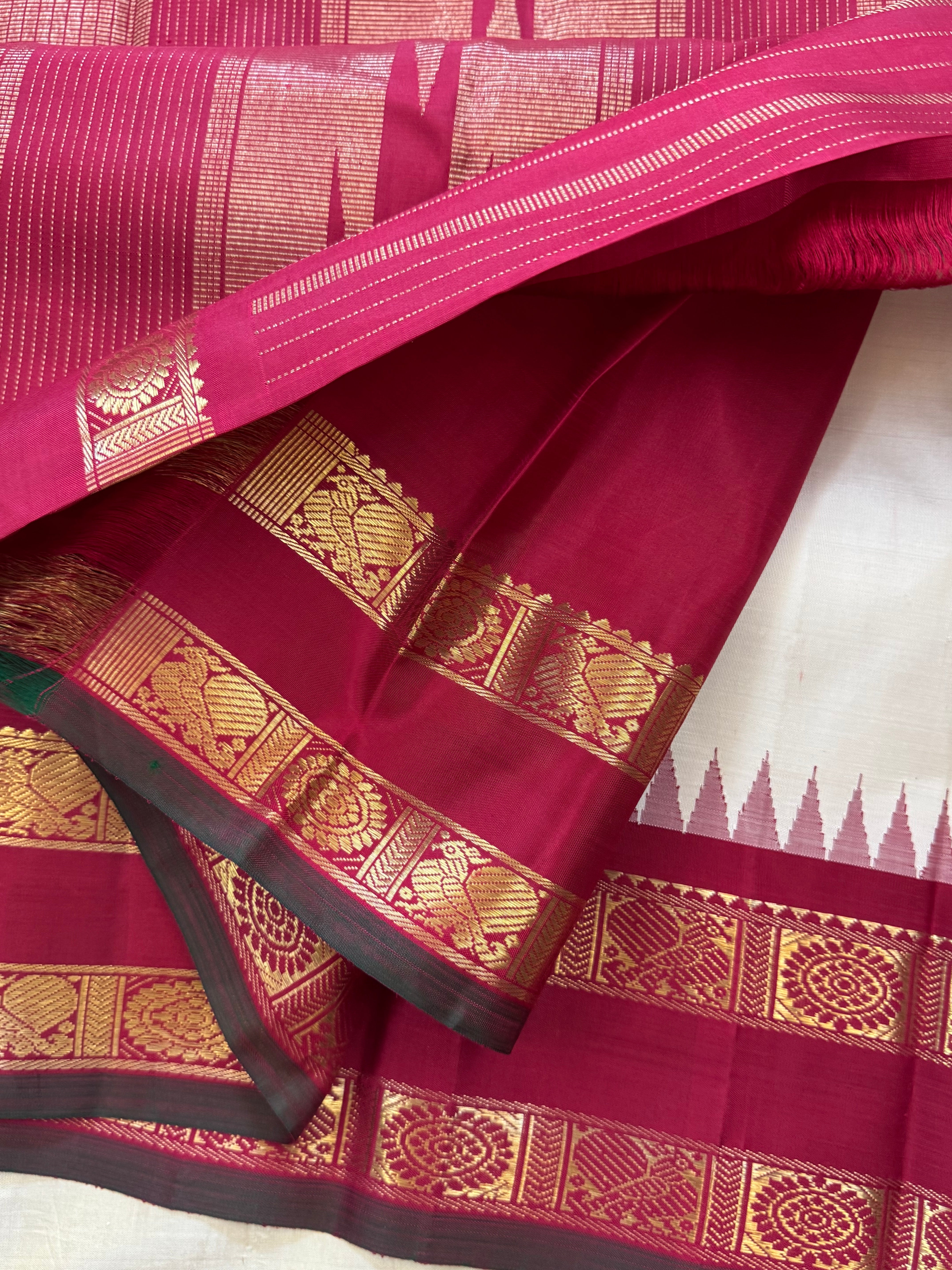 Off white Korvai retta pet border/ kanjipuram silk CLSA6309