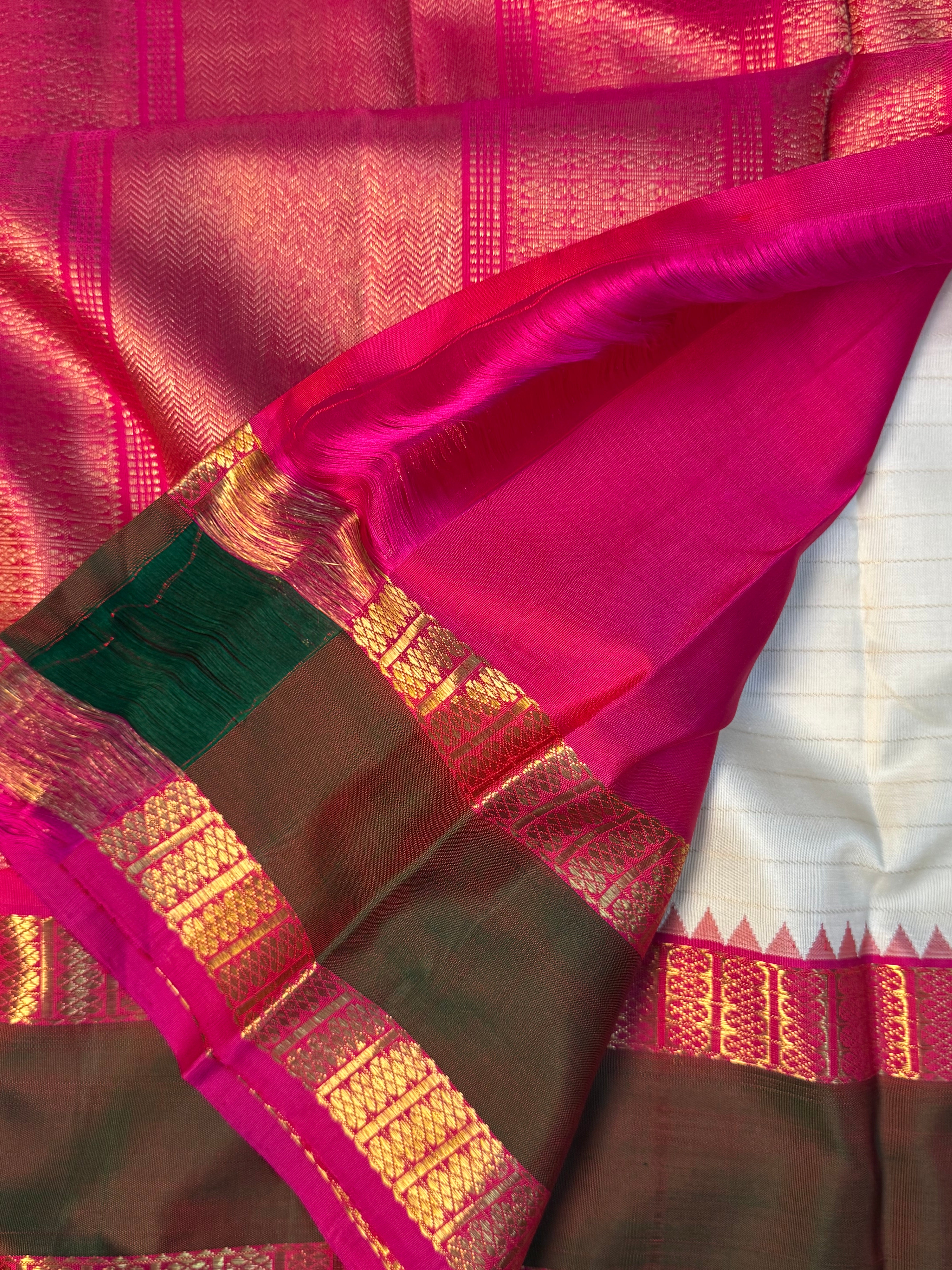 White Kattam Korvai / Kanjipuram silk
