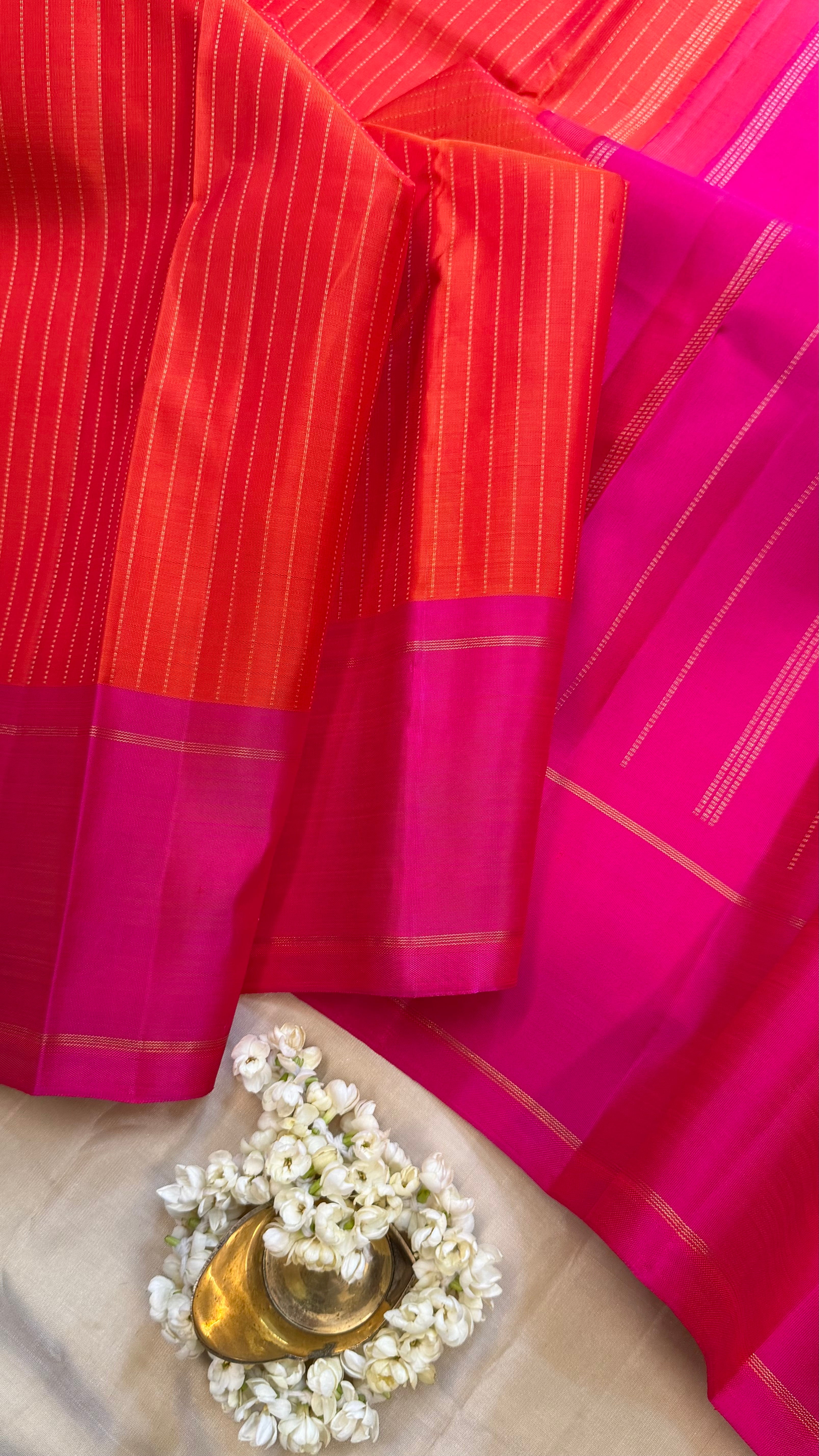 Orange and pink / Kanjipuram silk