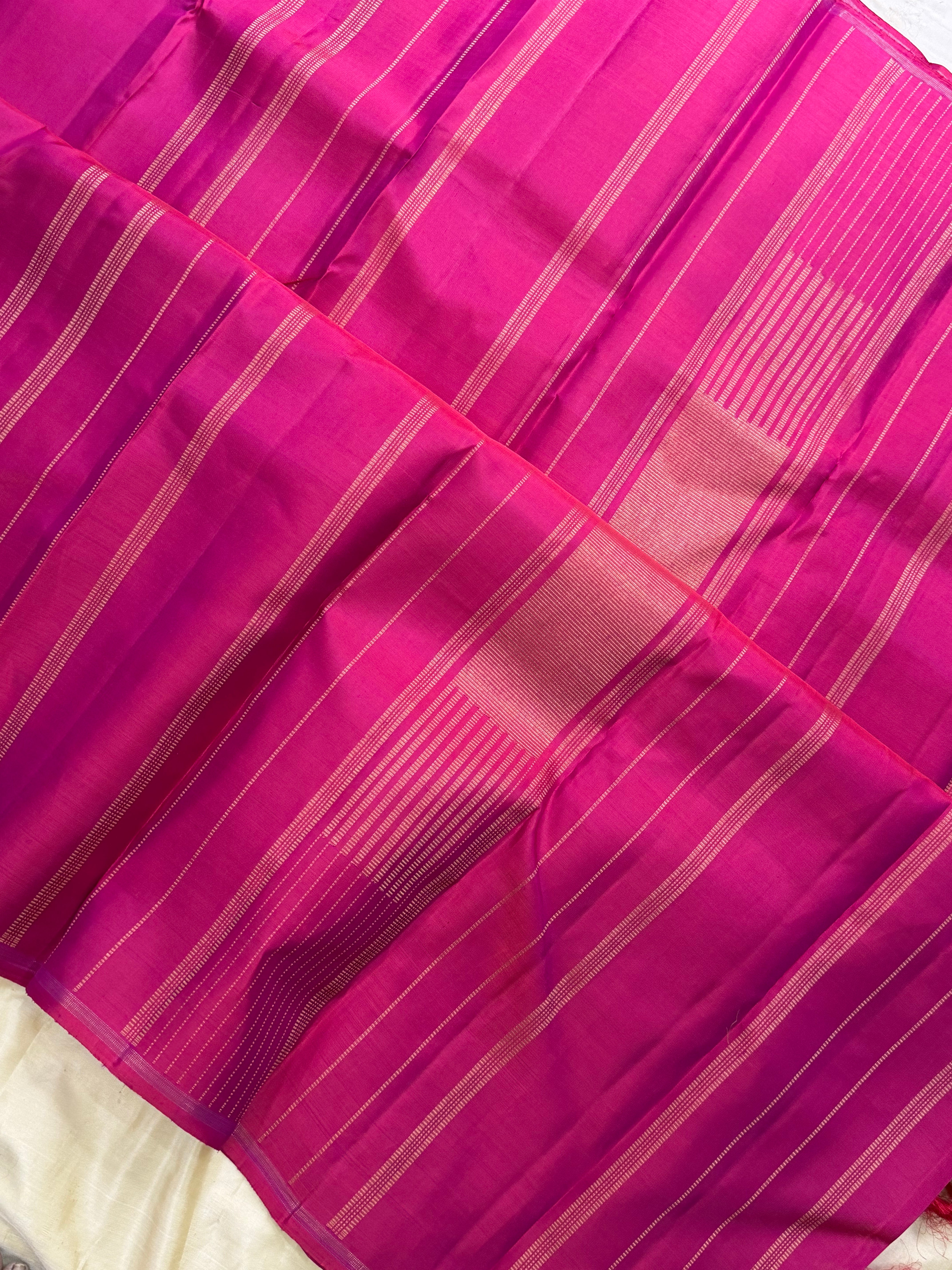 Pink Simha border  / Budget friendly Kanjipuram silk sarees