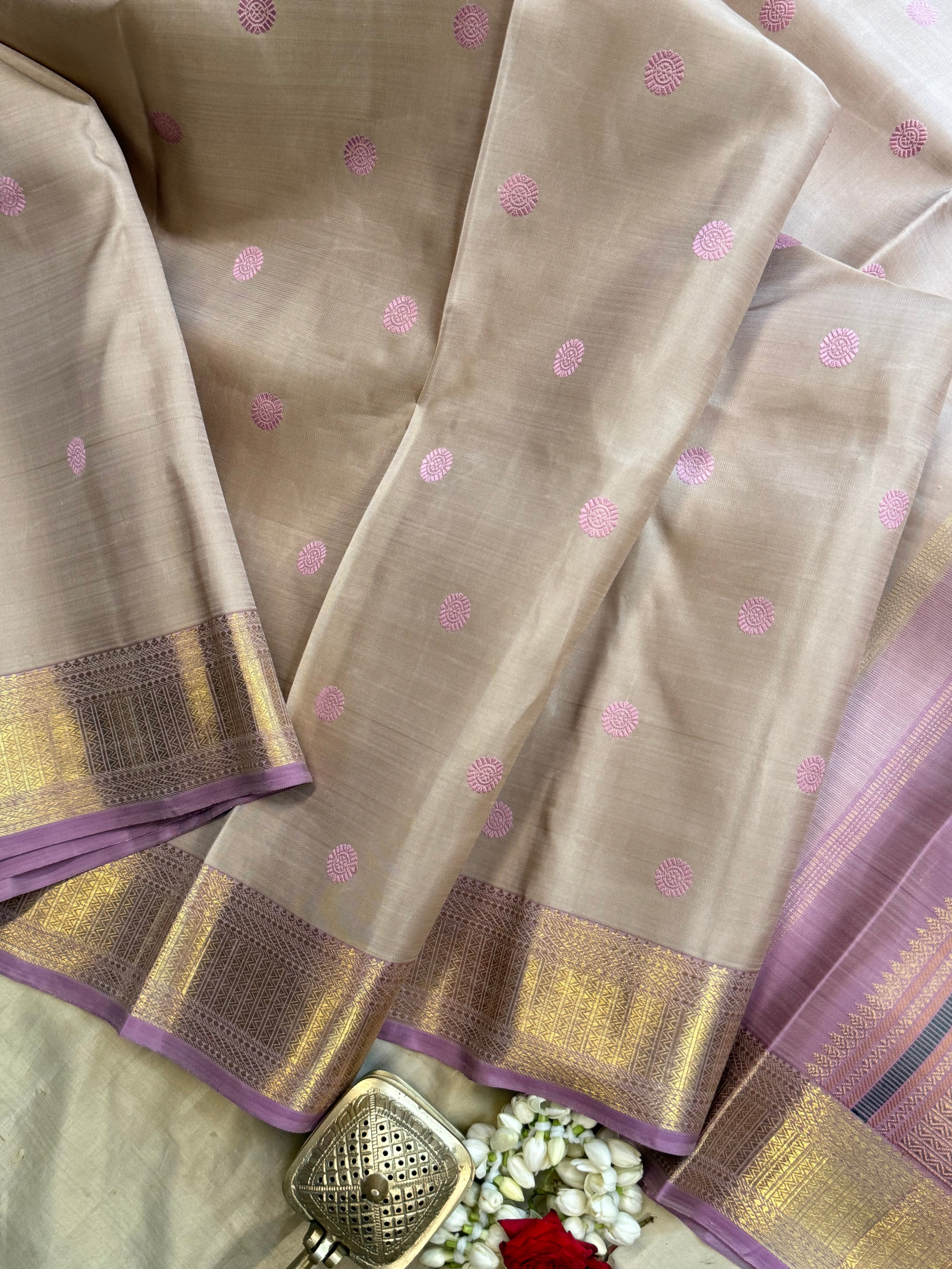 Onam edit - greyish pink thread butta / kanjipuram silk CLSA6028