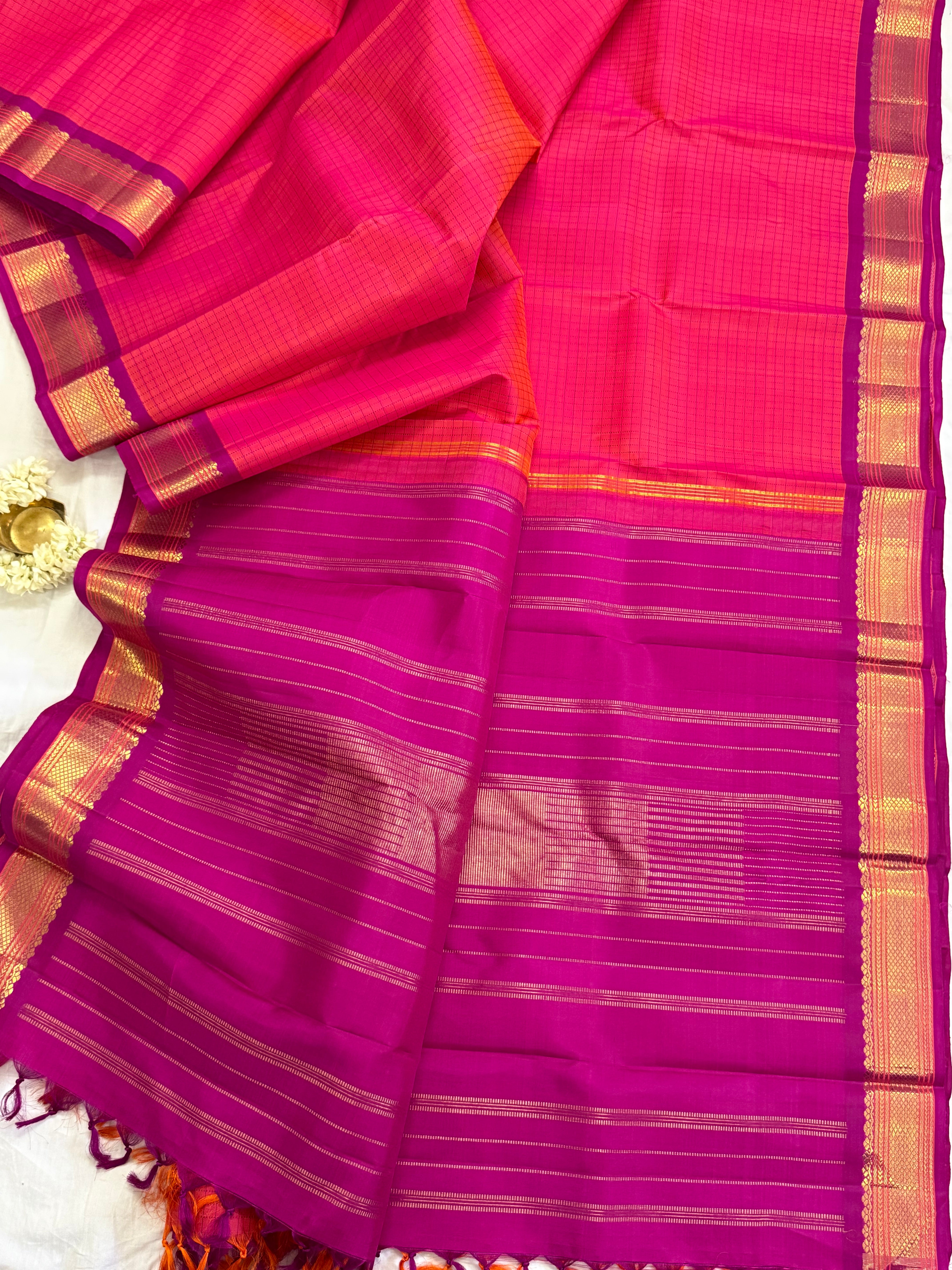 Pink shot purple kattam / Kanjipuram silk