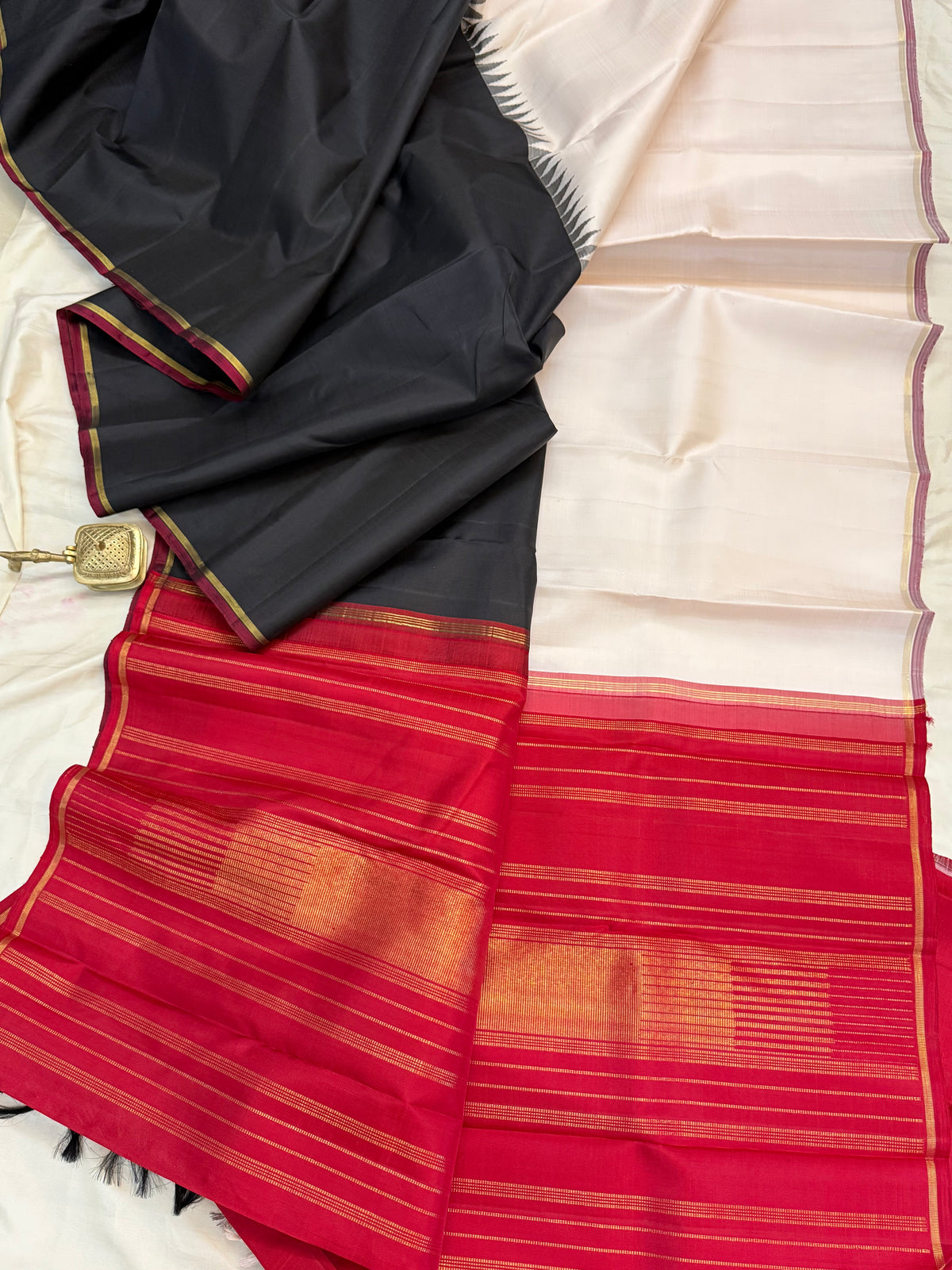 Half and Half pure Zari/Kanjipuram silk saree clsa 12795
