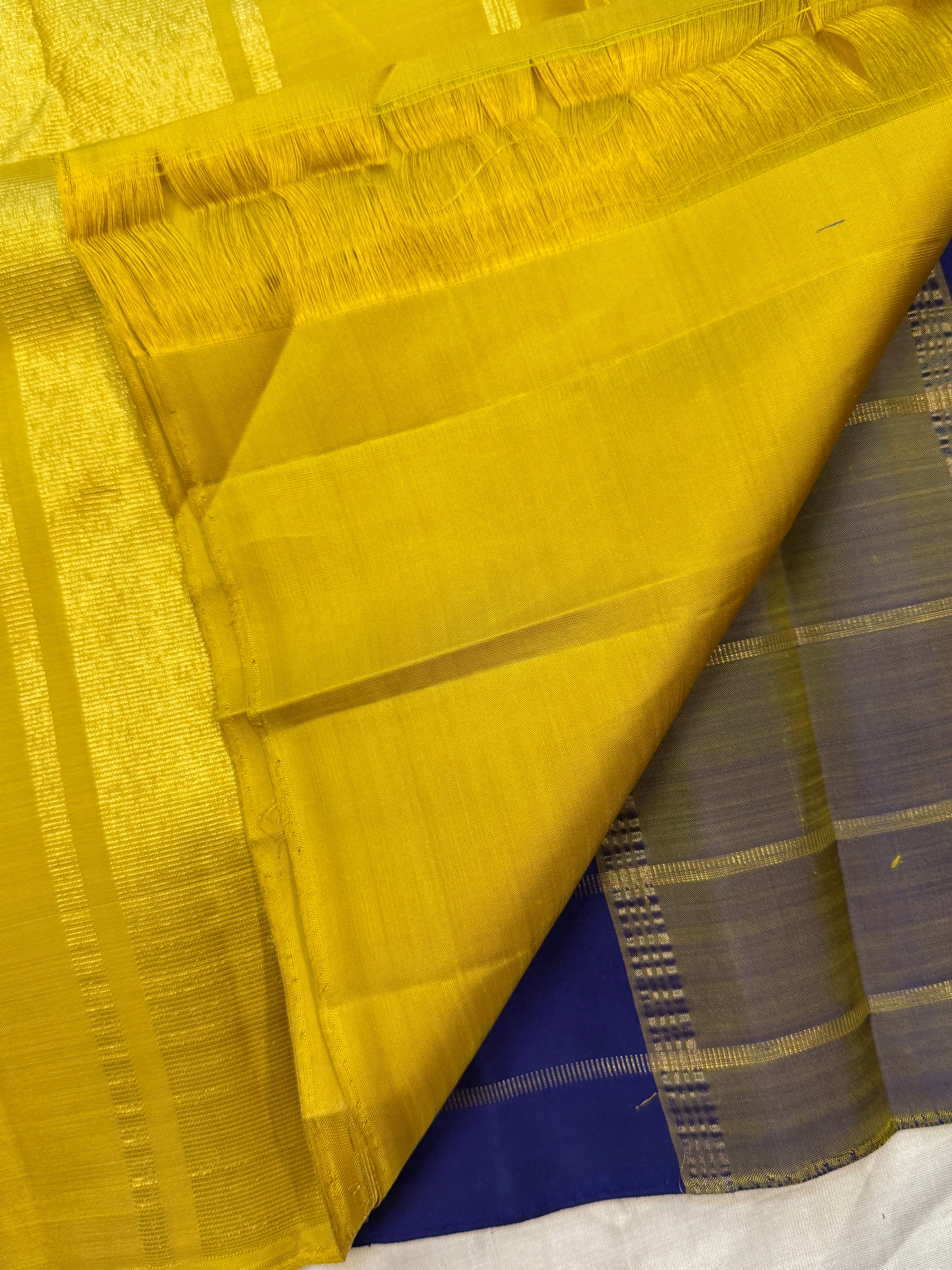 Blue and yellow stripes / Arani silk