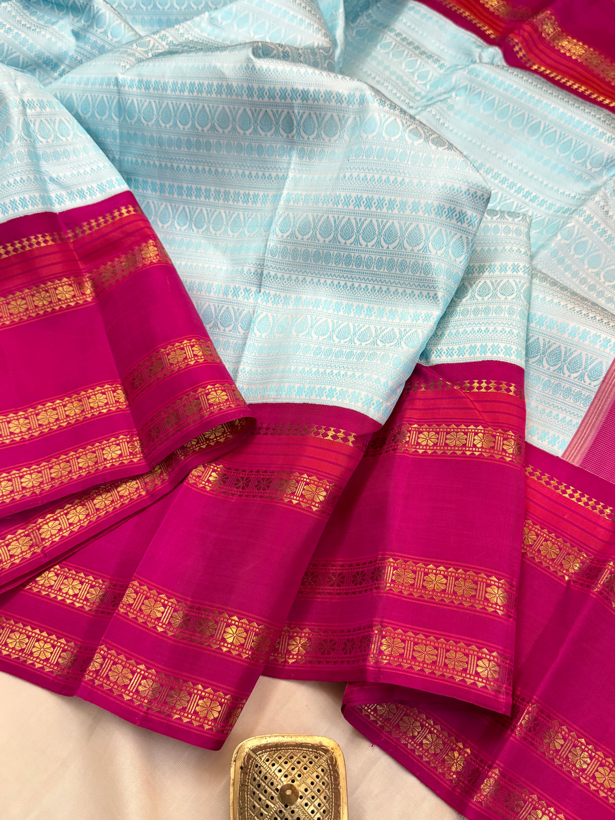 Body thread work and border Korvai pure zari/ kanjipuram silk saree clsa 4319