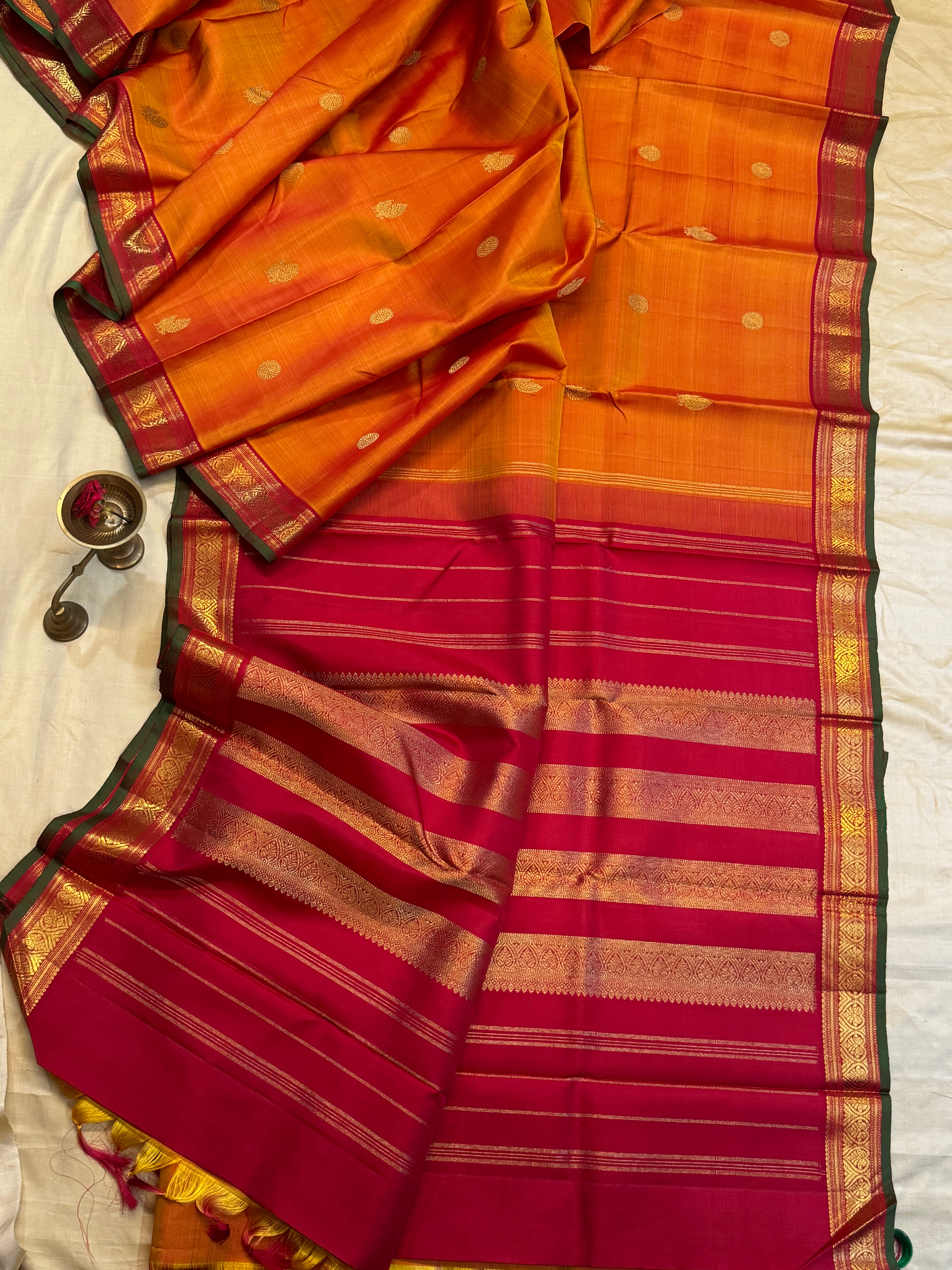 Swapnam :  Simha color jadanagam / kanjipuram silk