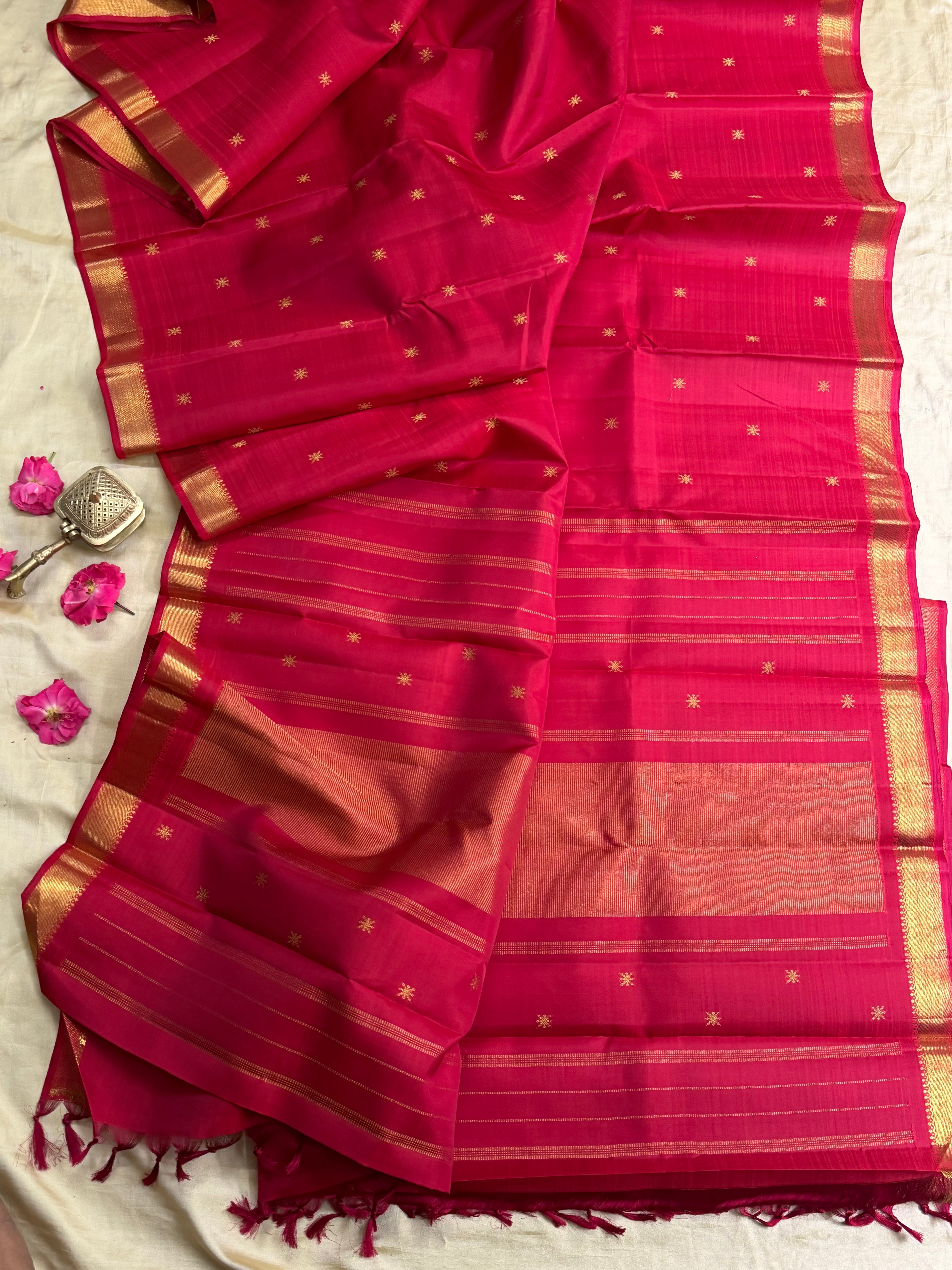 Red  small border pure Zari Kanjipuram silk CLSA9790