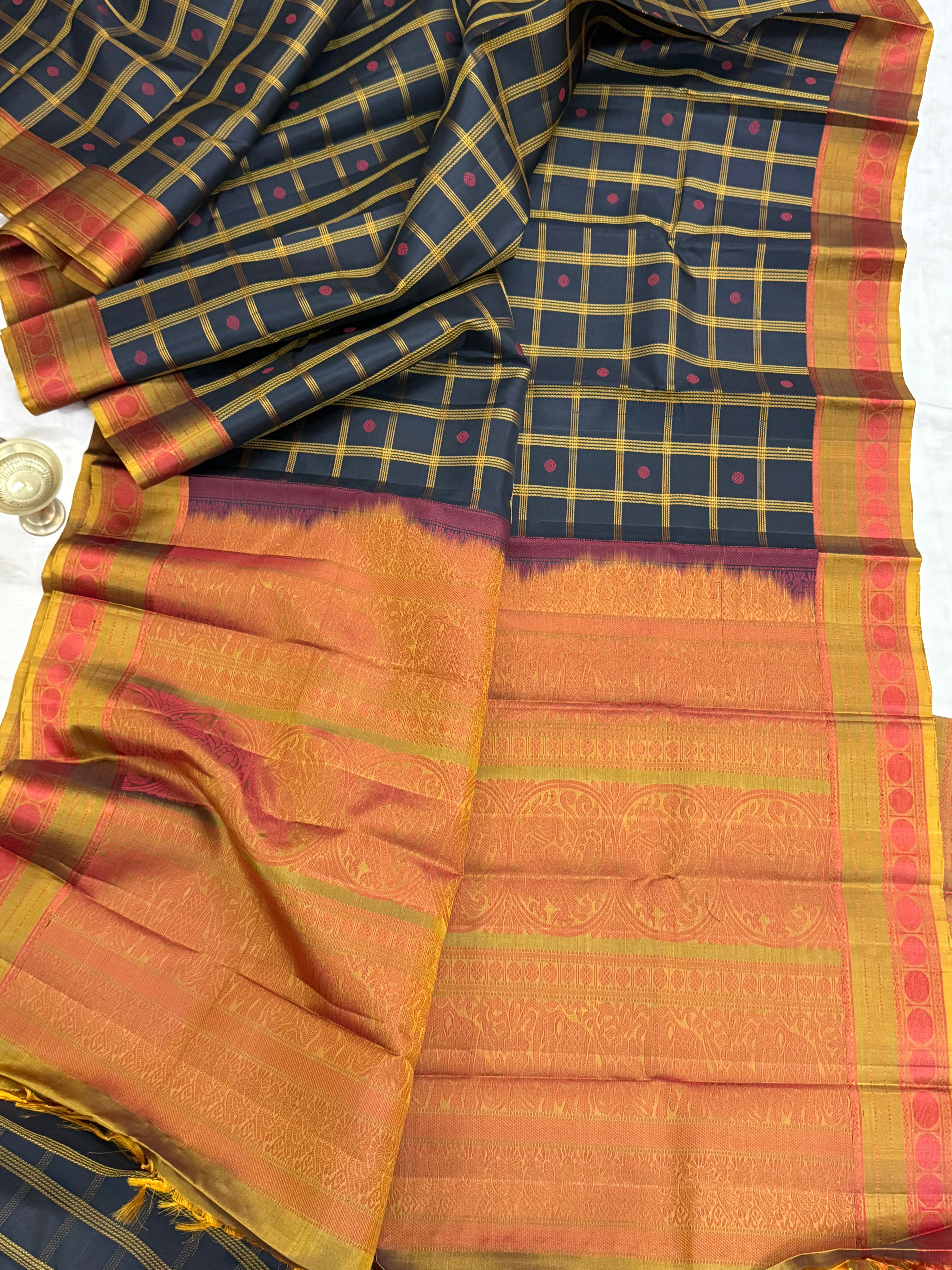 Black and mustard kattam / Varnangal Soft Silk