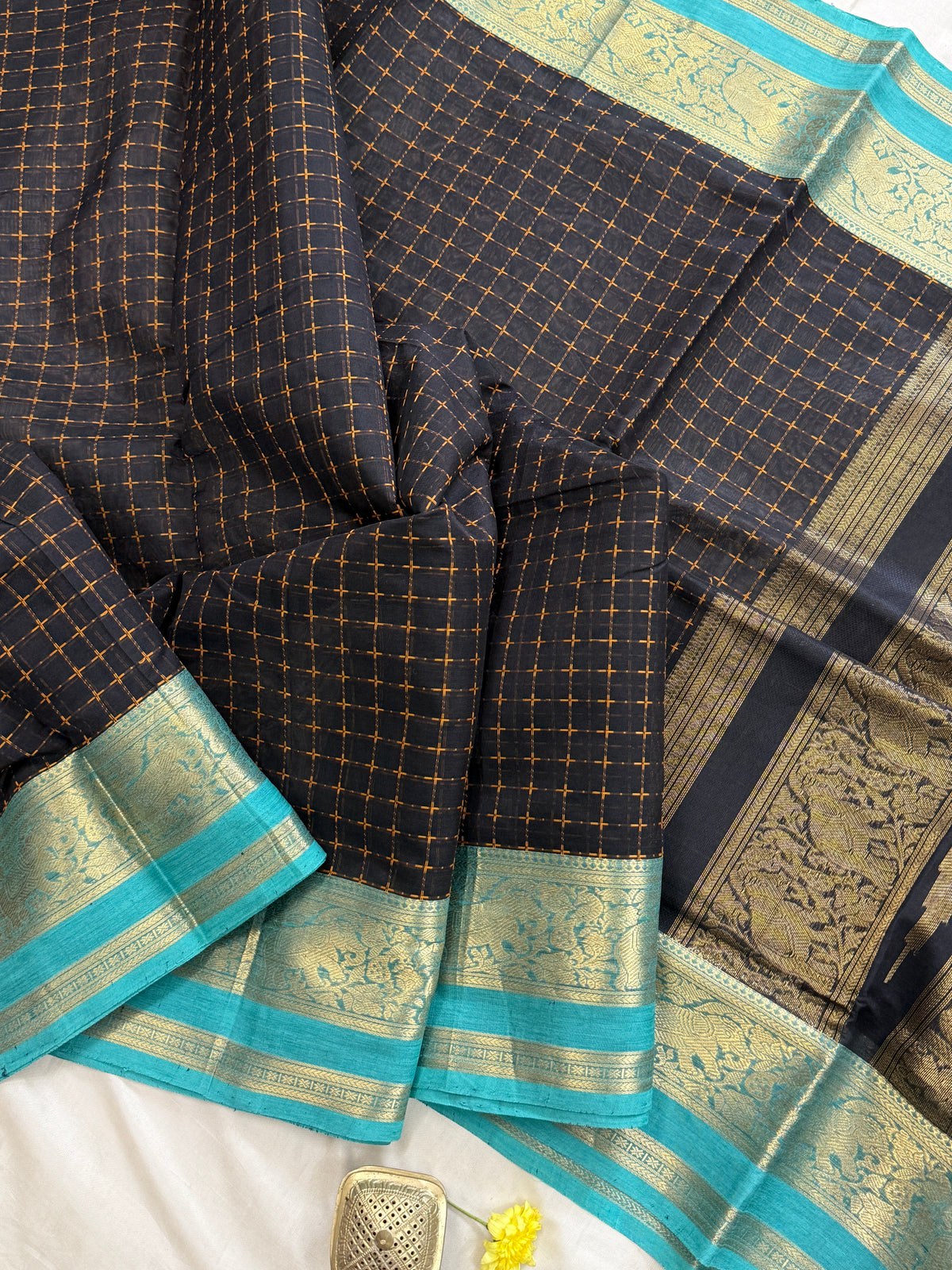 Black plus butta / Silk Cotton Saree CLSA10215