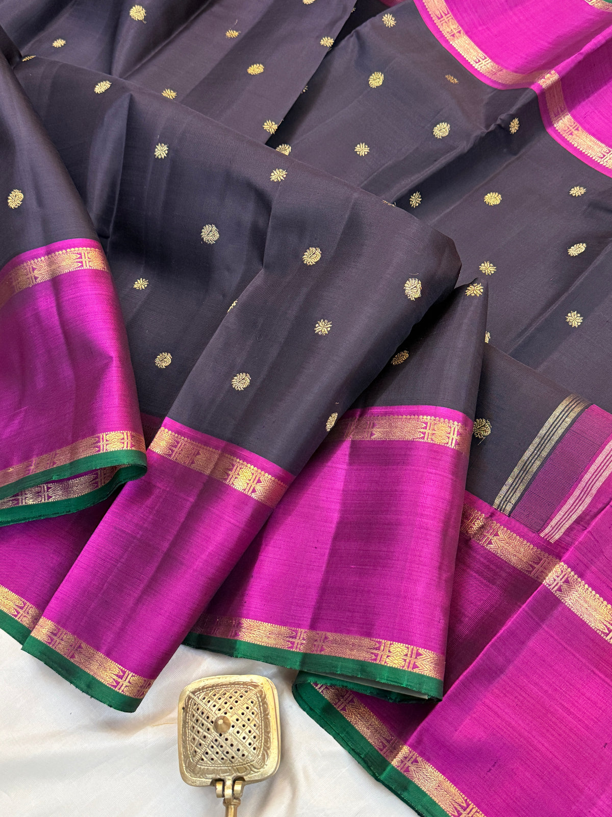 Kanchana colour Rettapet border pure Zari / kanjipuram silk saree clsa 11312
