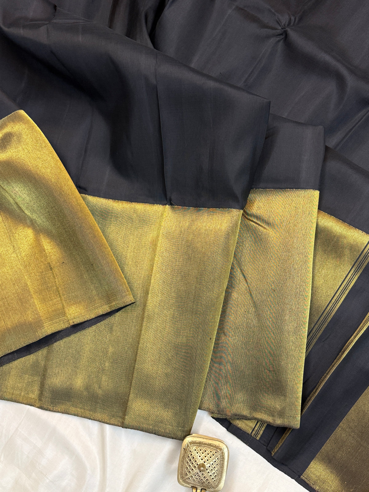 Black Korvai gold pure zari / kanjipuram silk saree clsa 2444