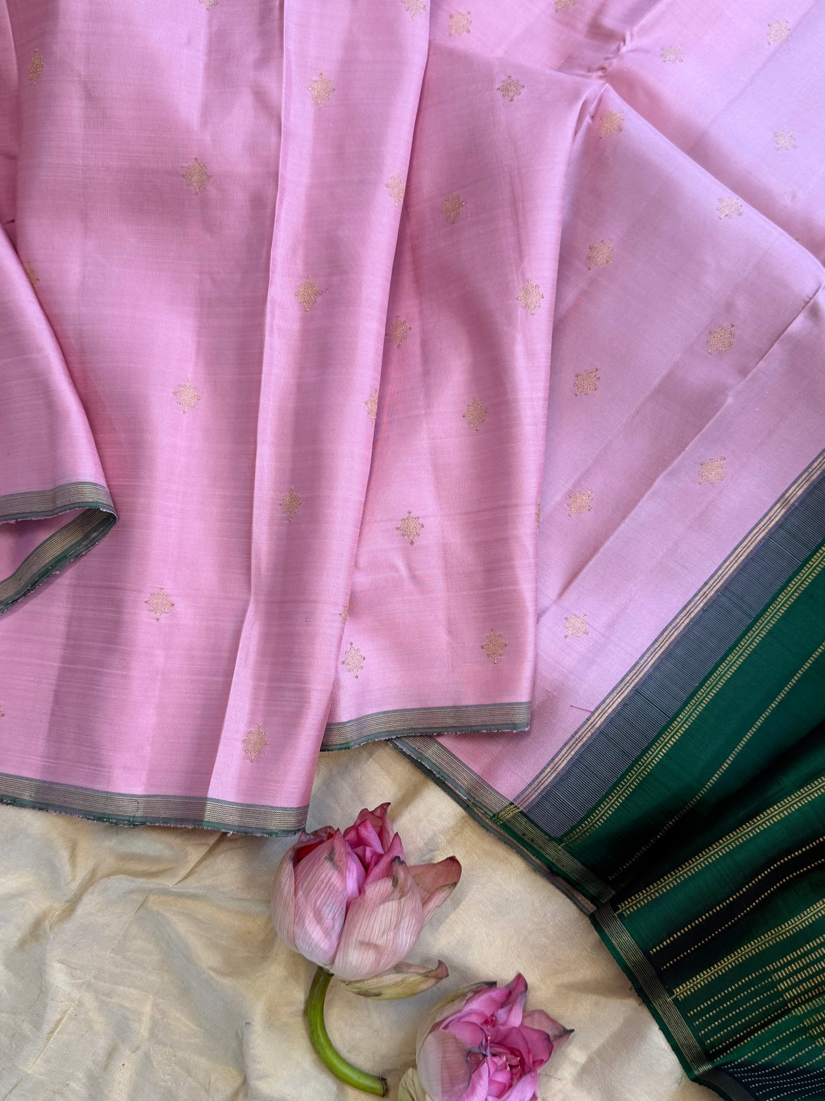 Pink Butta  simple pure Zari Kanjipuram clsa12718