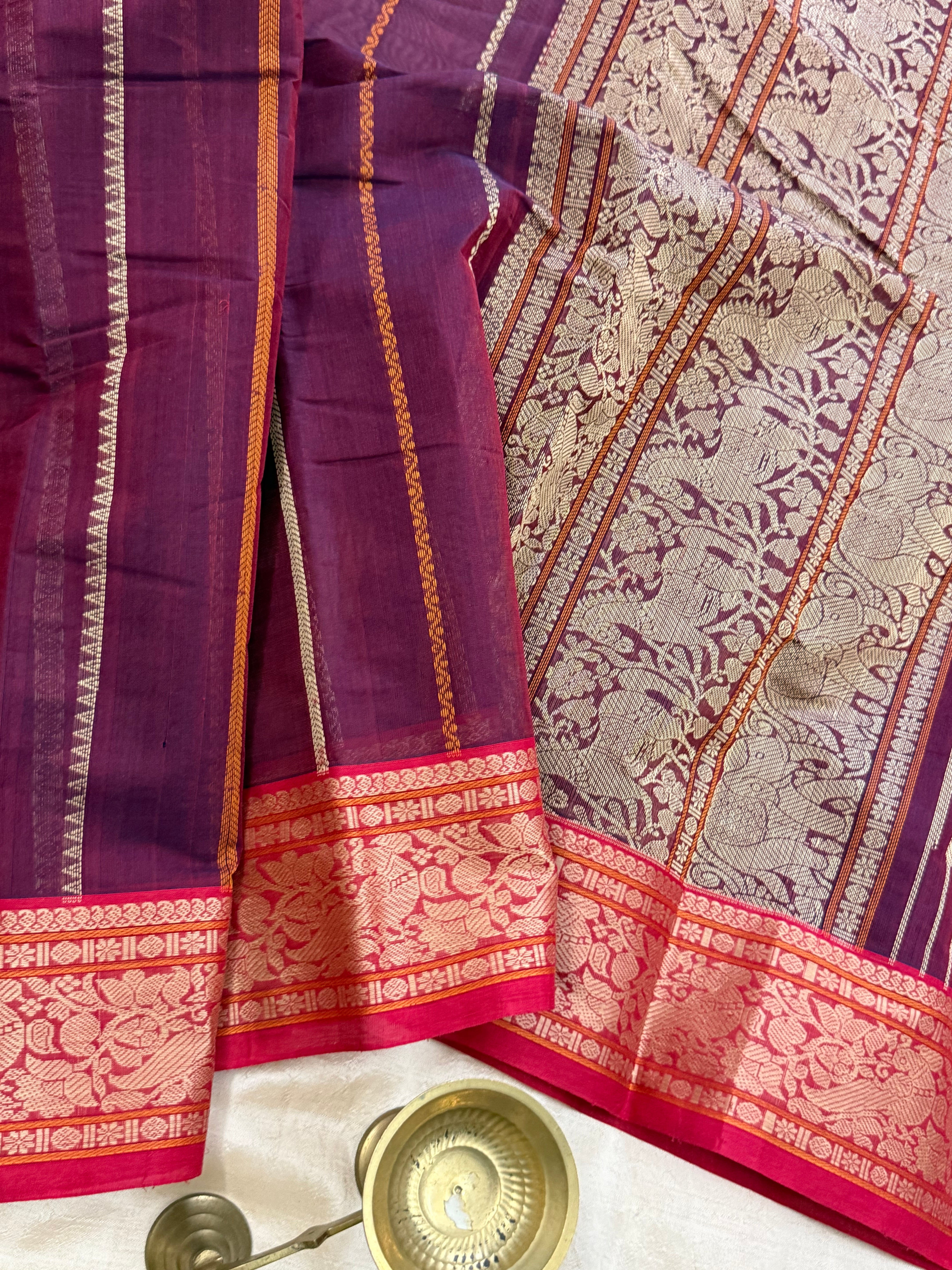 Pinkish Araku stripes / Kanchi Cotton