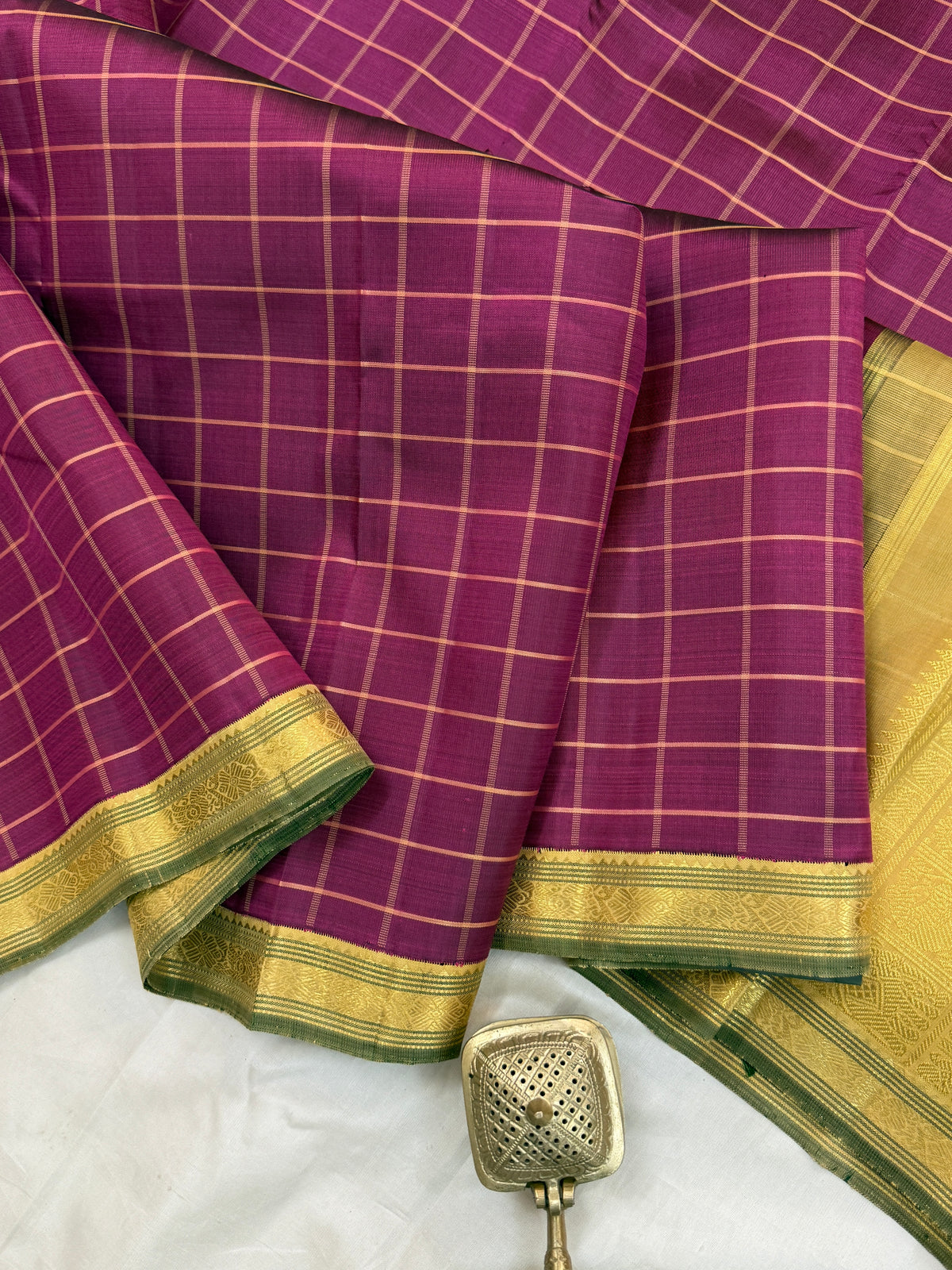 Purple Punai Kattam Korvai/ kanjipuram silk saree clsa 12117