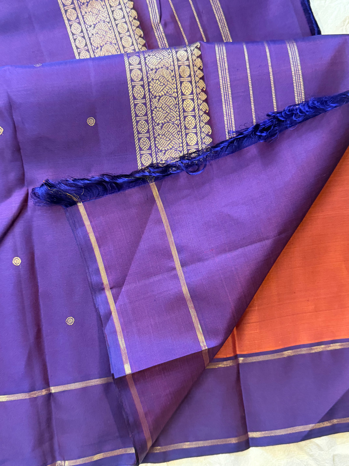 Rust small Butta  simple pure Zari Kanjipuram clsa12695