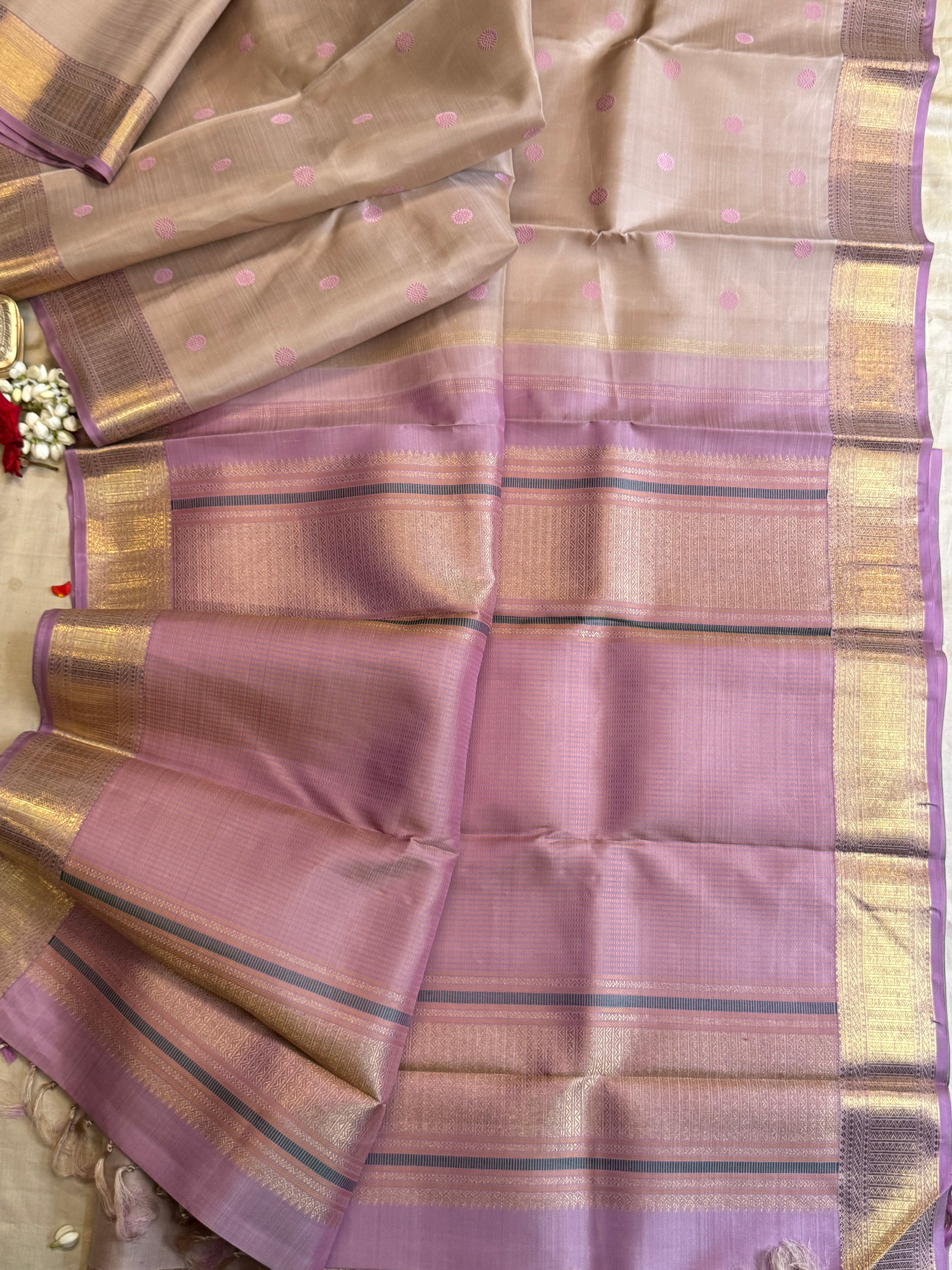Onam edit - greyish pink thread butta / kanjipuram silk CLSA6028
