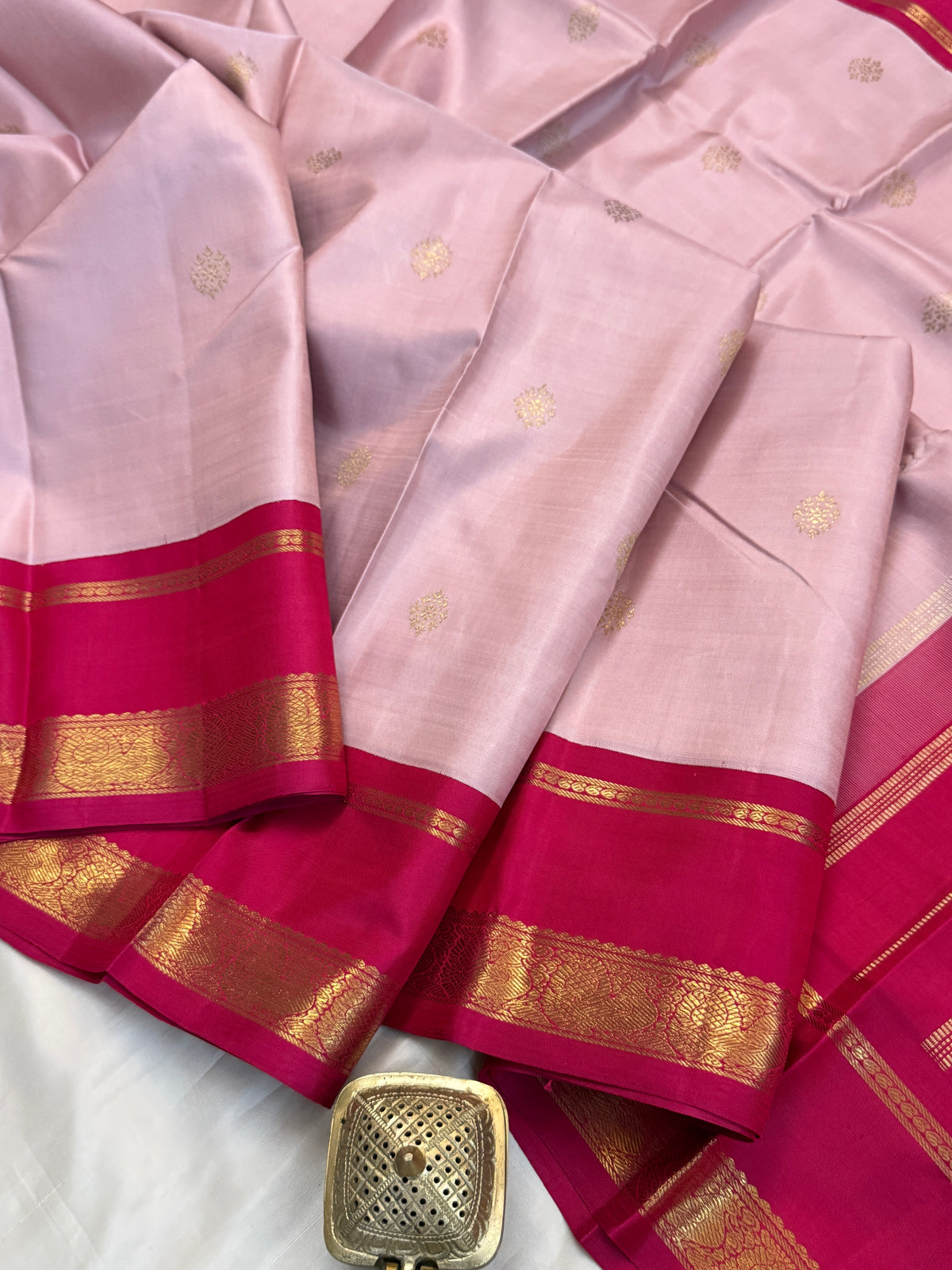 blush pink Korvai pure Zari / kanjipuram silk clsa286