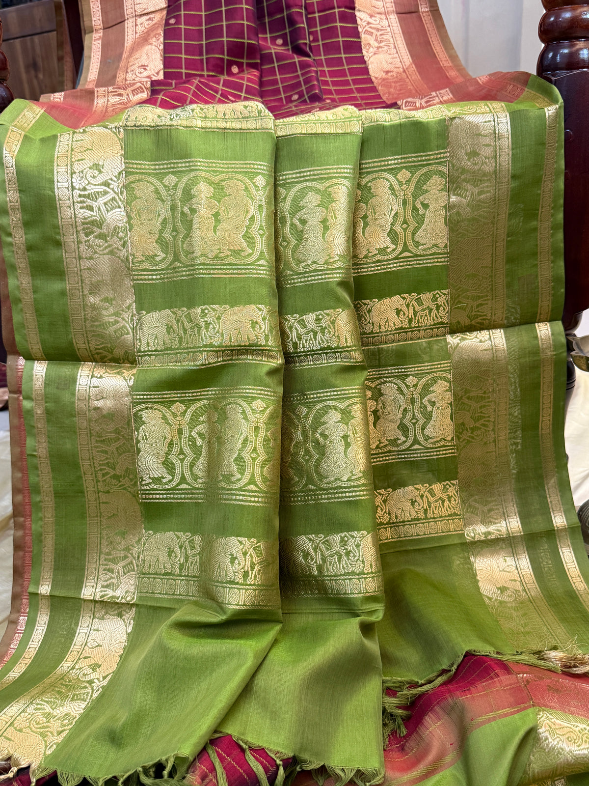 Premium silk cotton-thread kattam with butta/clsa 12255