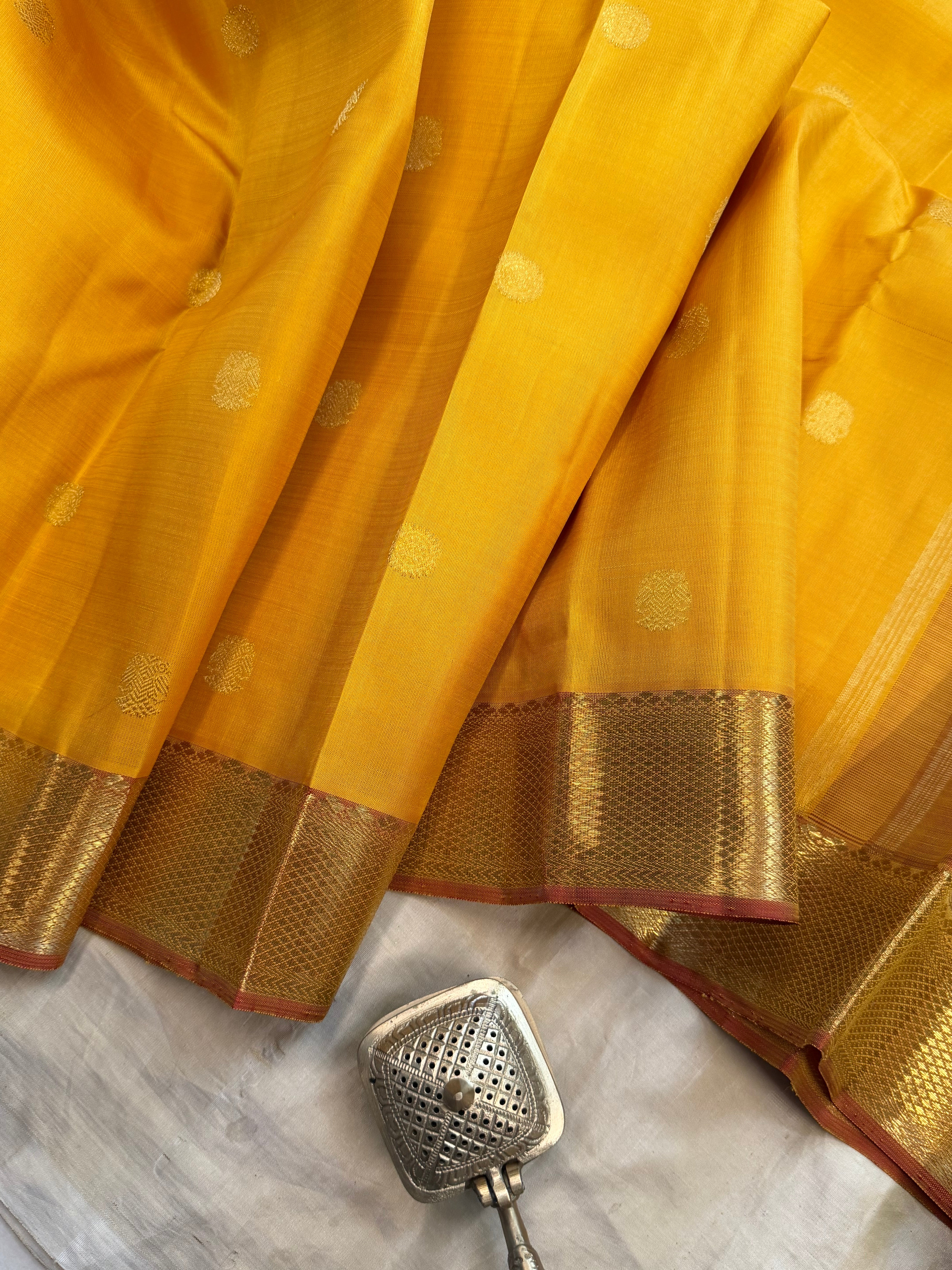 Moha : Golden mustard pure Zari Kanjipuram silk