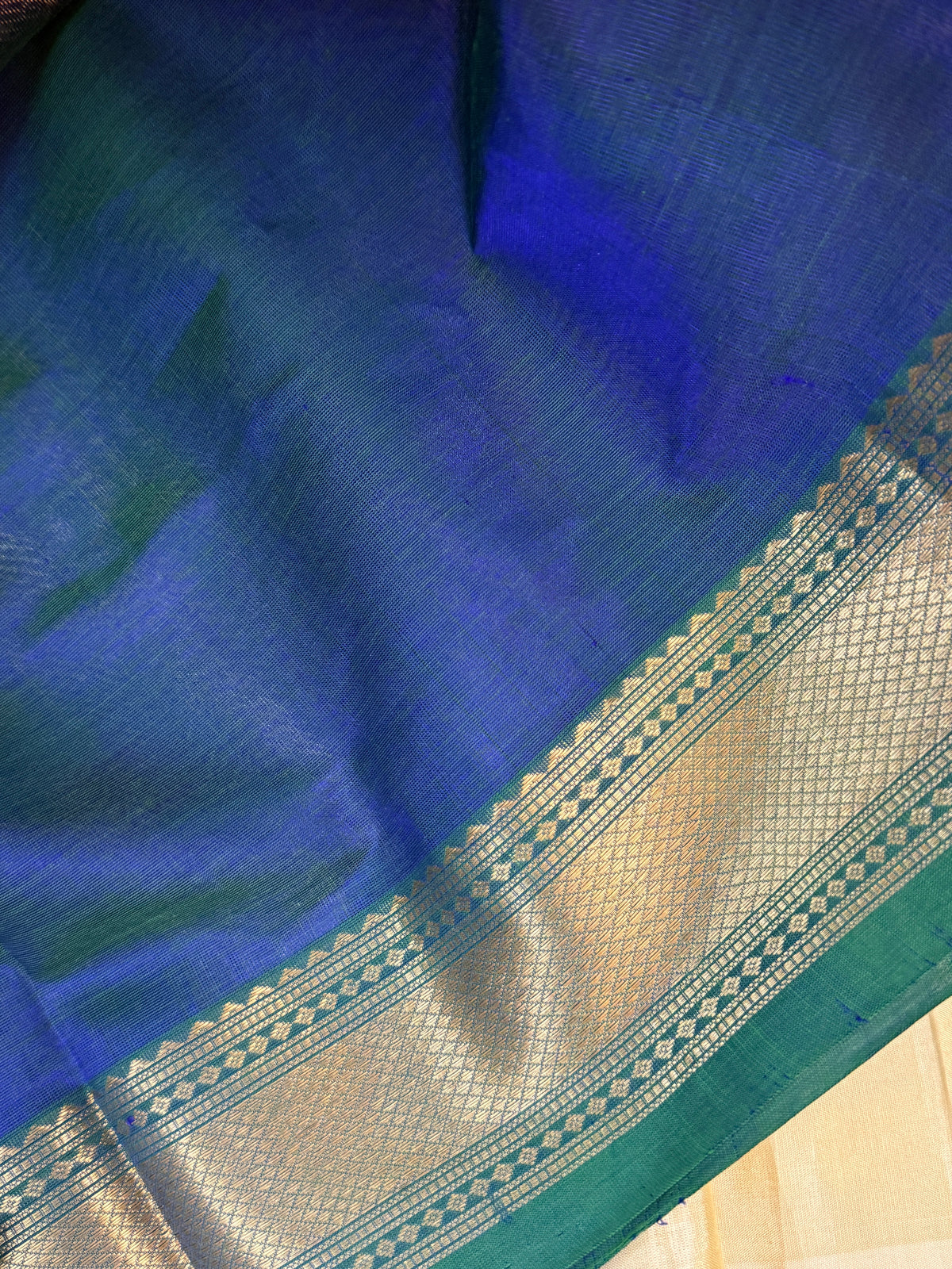 Silk cotton peacock green with kili butta / clsa 12374