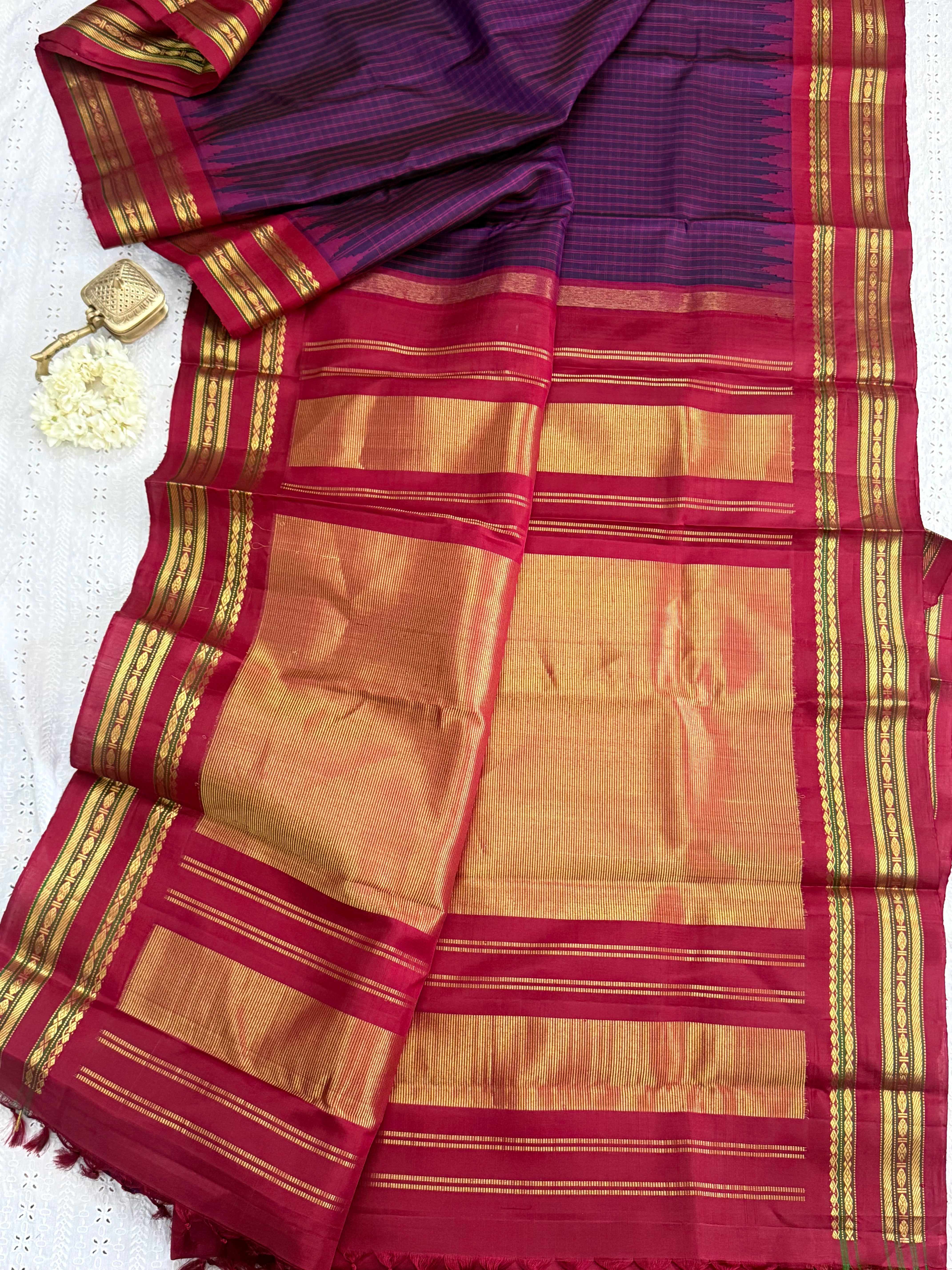 Deep purple kattam and Araku / Gadwal silk CL9289