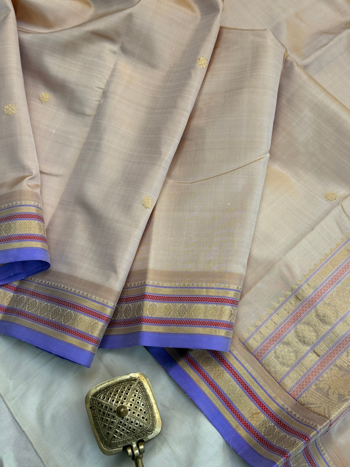 Dusky blush pink and lavender unique tree komatha pallu / Special edition kanjipuram silk
