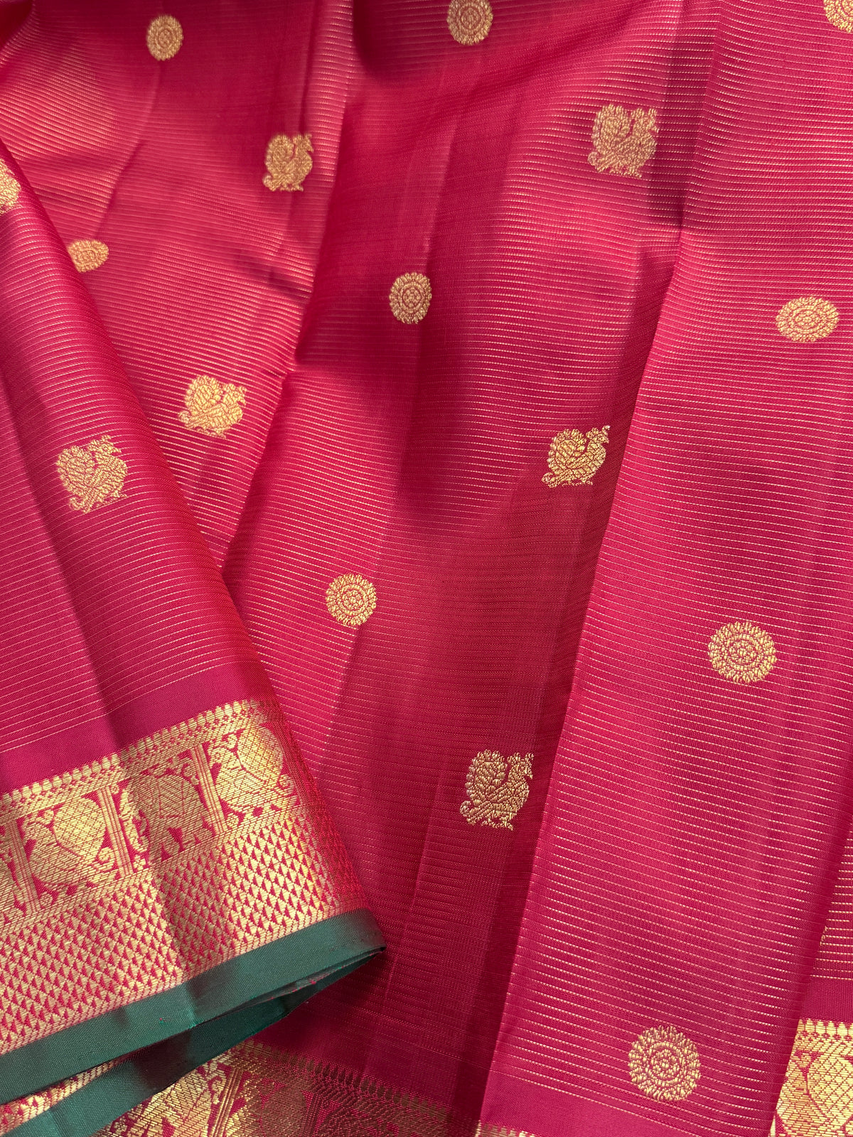 Navarathri - Day 4 Red Colour pure Zari Vairaoosi and butta/ Kanjipuram silk sree Clsa 11696
