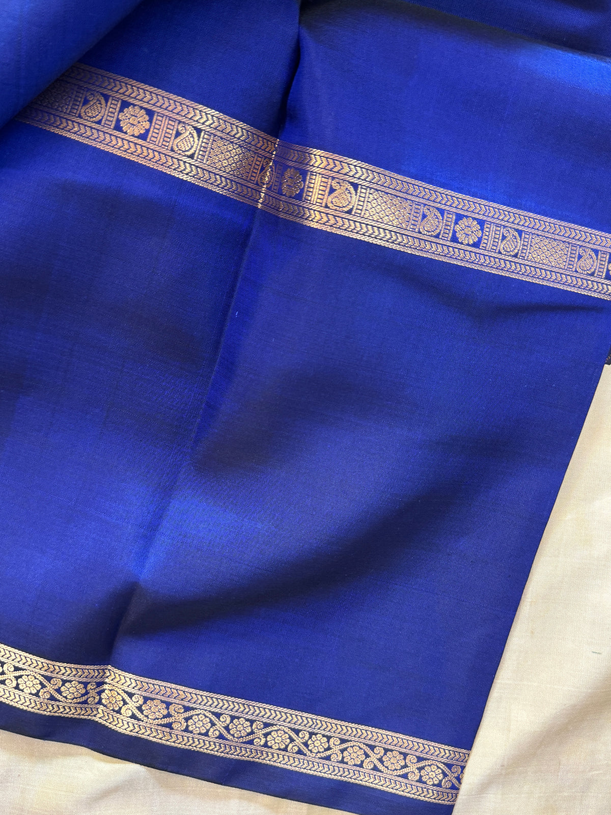 Special edition-blue Rettapet long border with body Kattam Zari butta  silk saree/clsa 12562