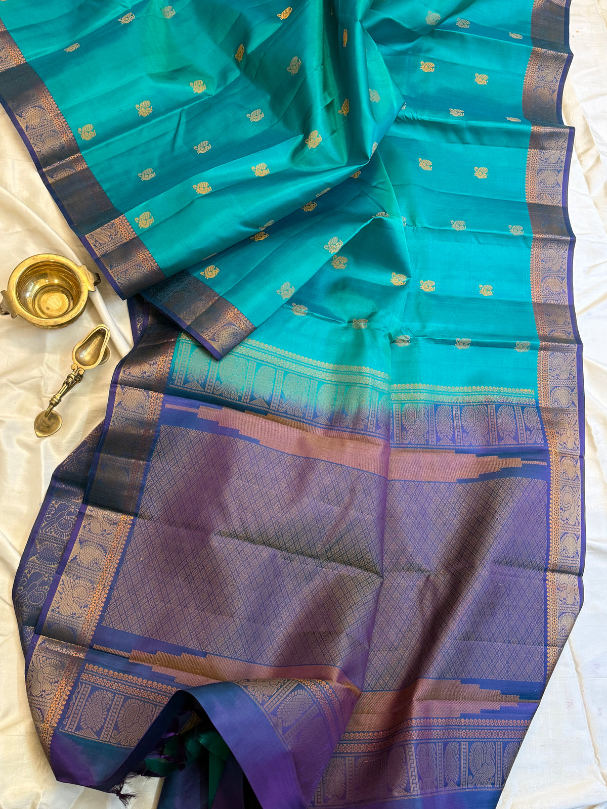Rama blue annam pet border / varnangal soft silk – chithraloomsbyCK