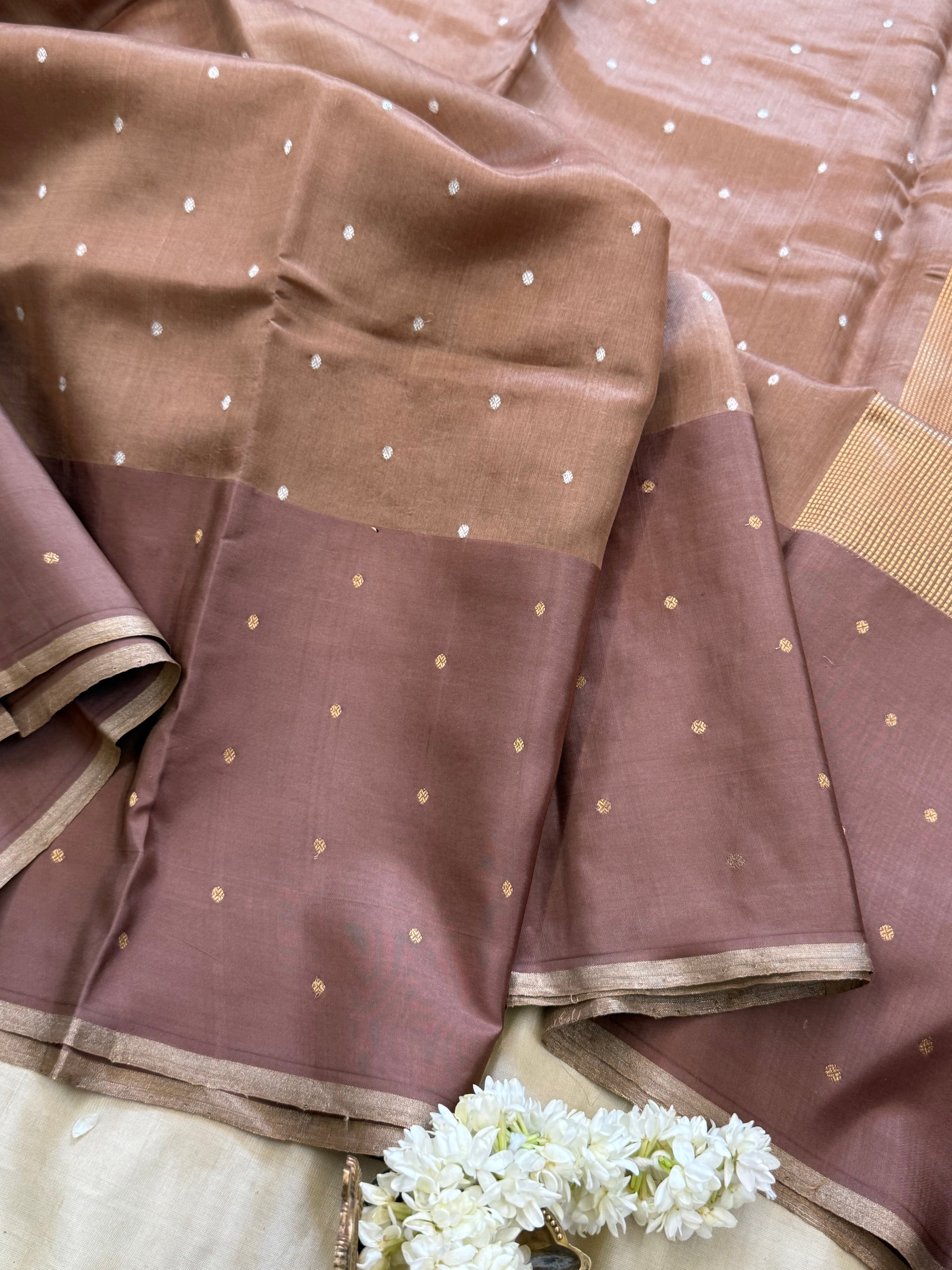 Lite brown small border/Chanderi silk CLSA10880