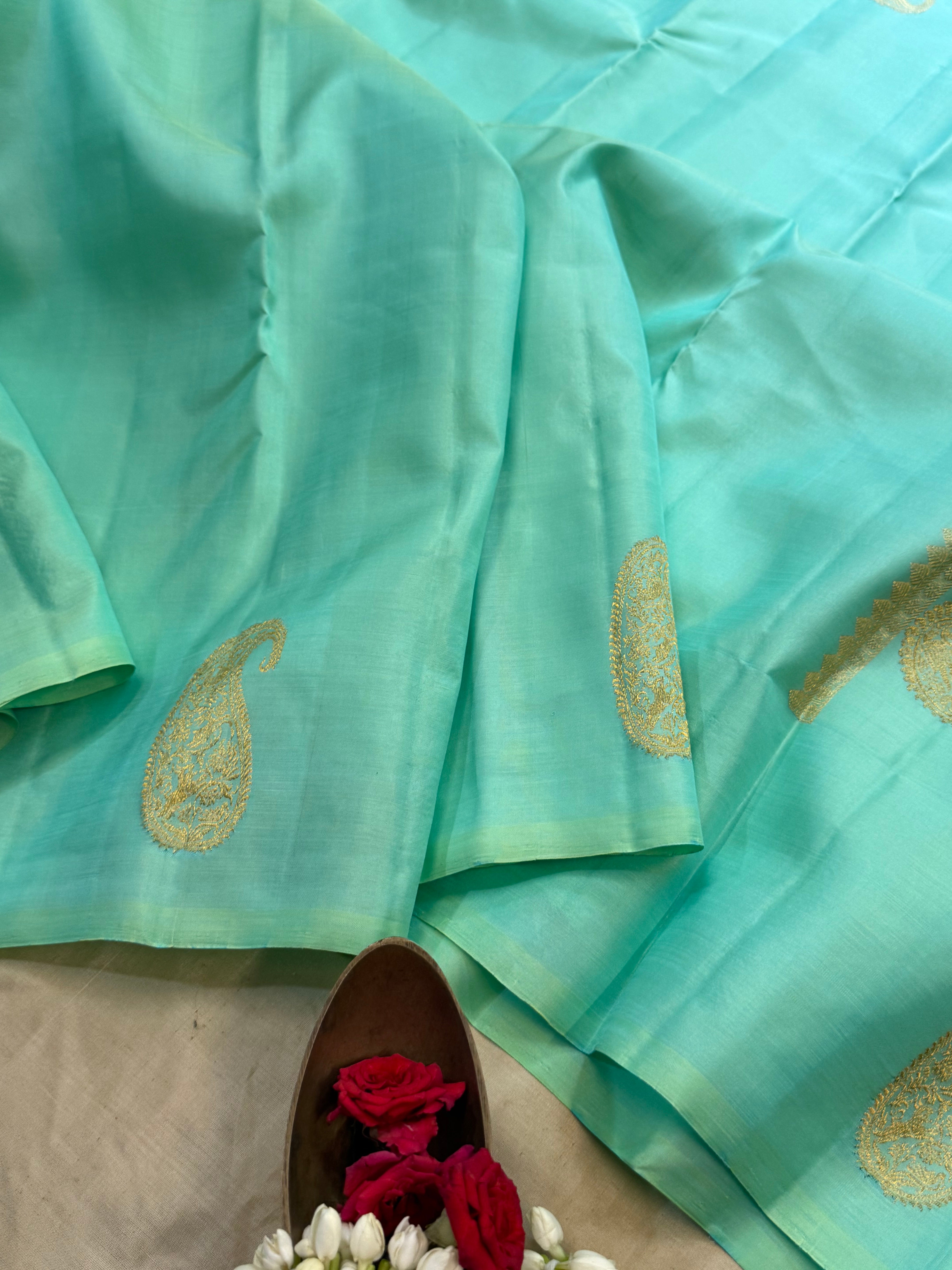 Sea green borderless/ Arani silk