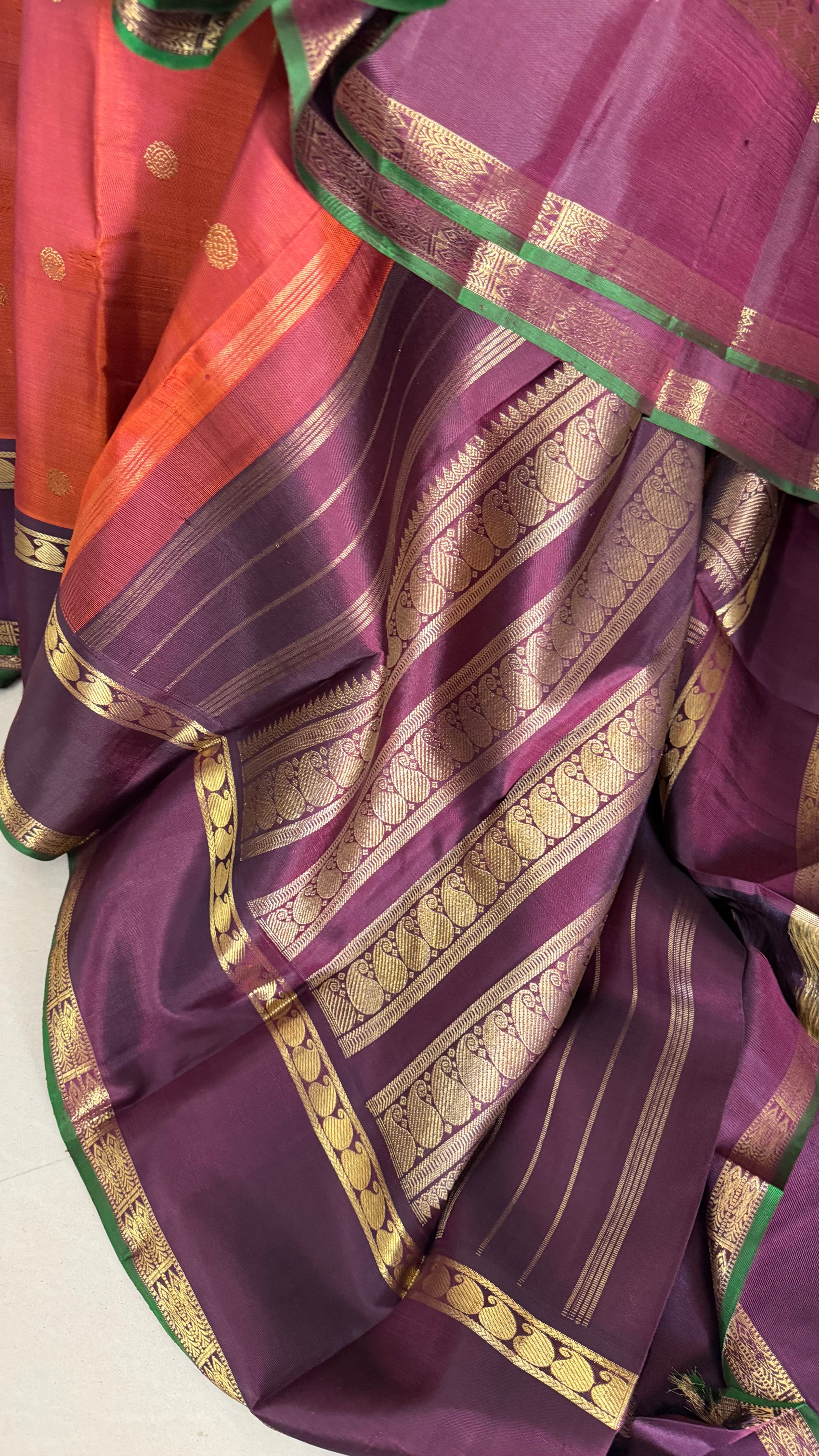 Rust with Paaku border /kanjipuram silk