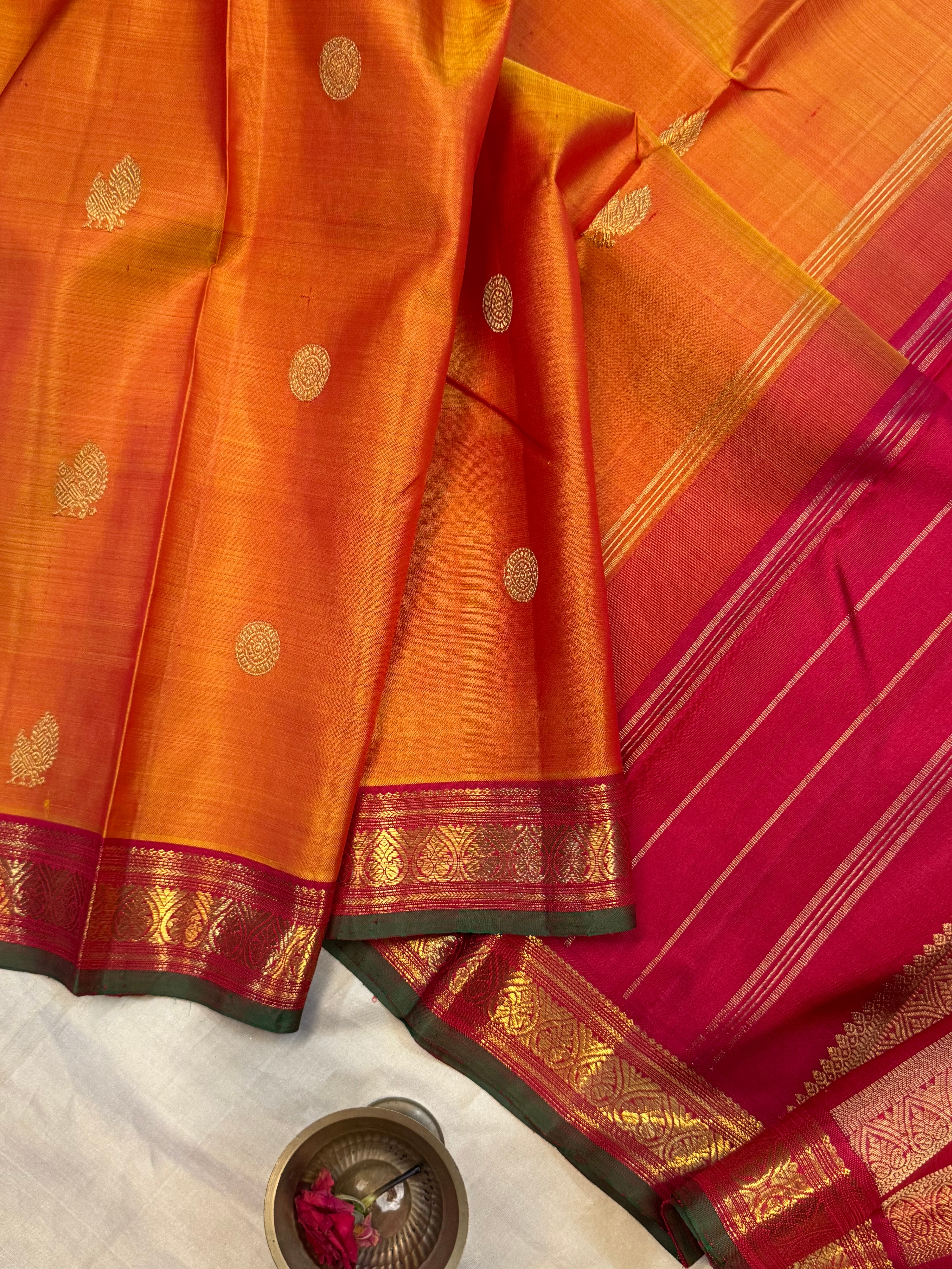 Swapnam :  Simha color jadanagam / kanjipuram silk