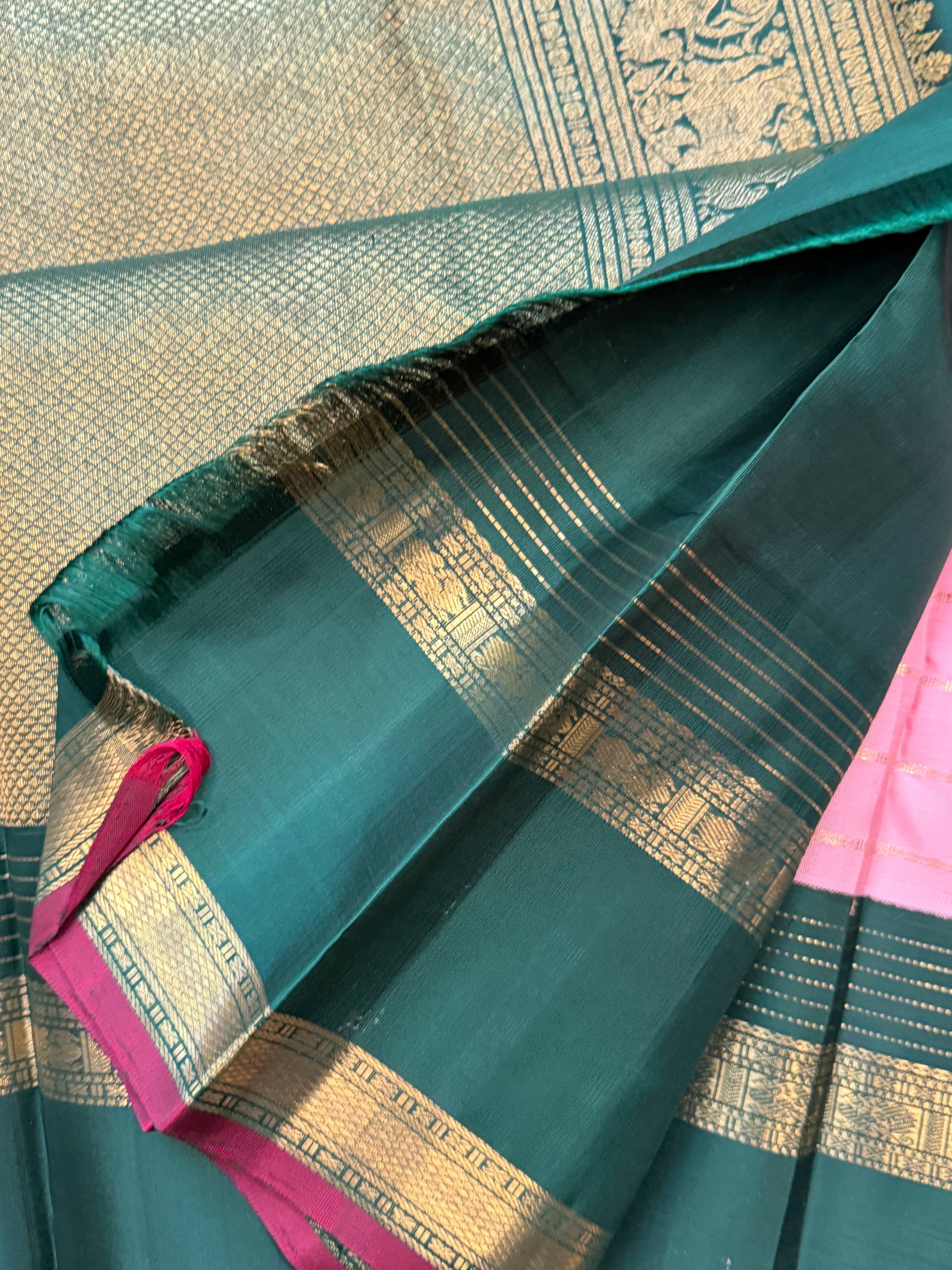 Pink  veldhari Korvai / Kanjipuram silk