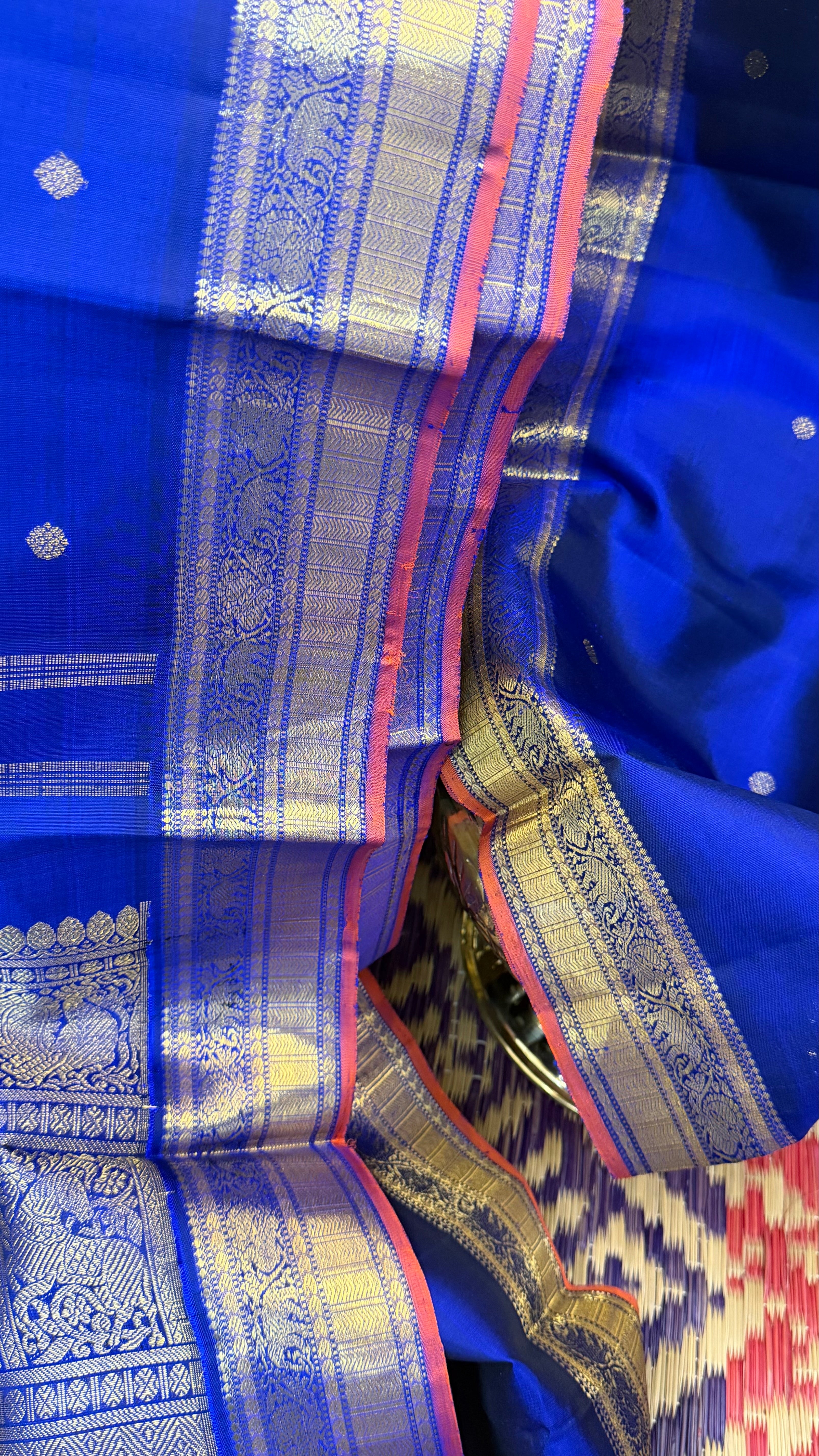 Swapnam:  Ms blue yaanai pet /  Kanjipuram silk