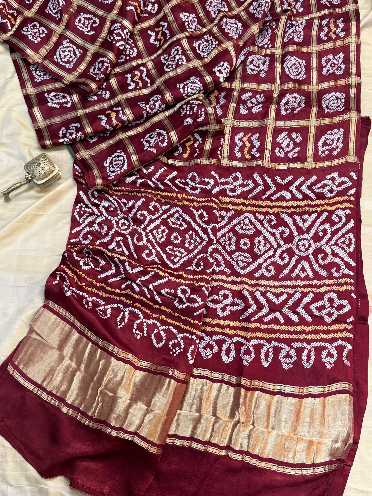 Brown bandhini and gajji silk saree clsa 11944
