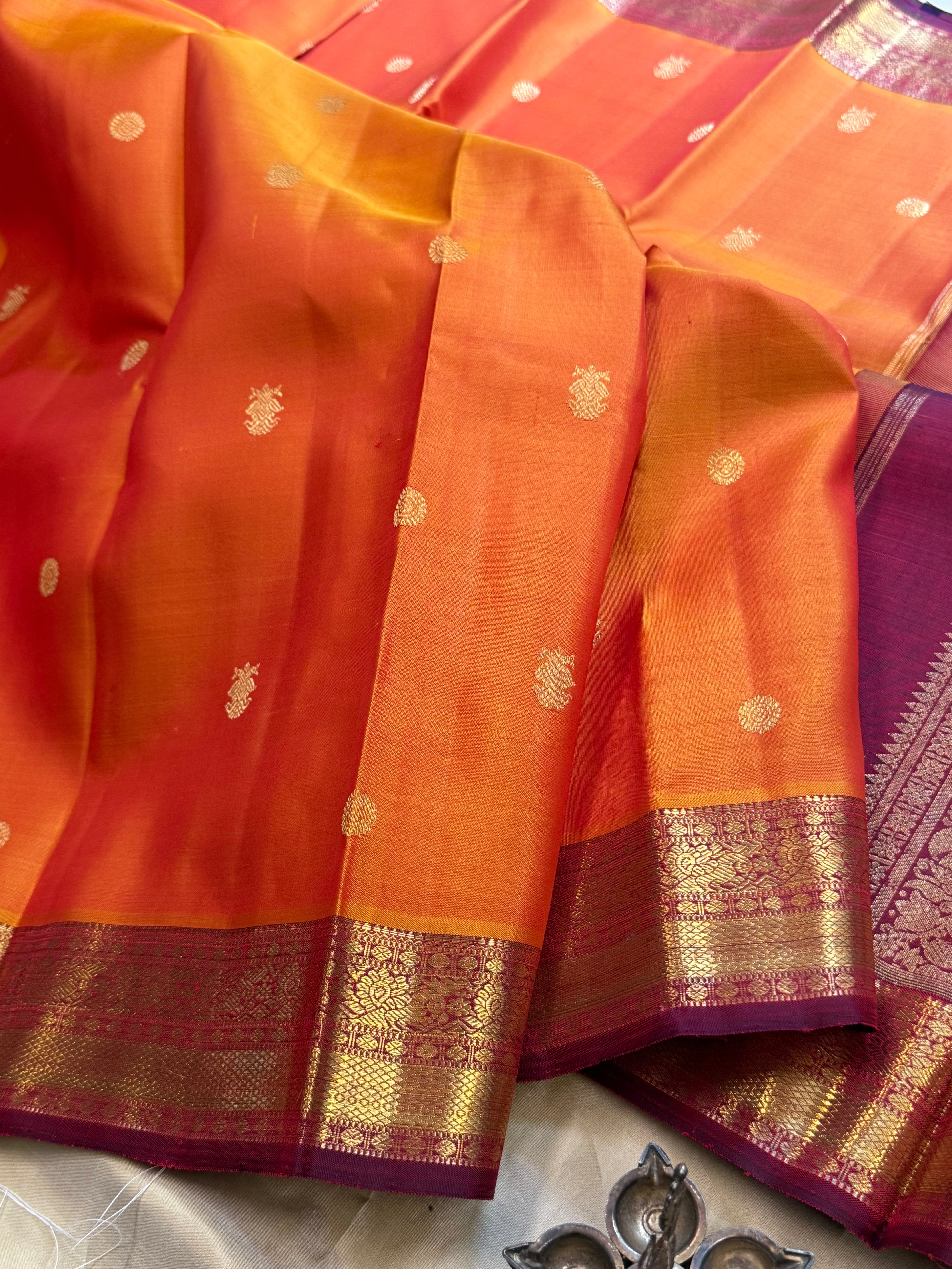 Rustic orange and araku / Kanjipuram silk