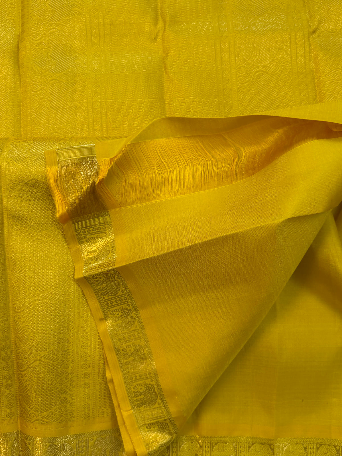 Yellow - Day 1 Navarthri colour pure Zari Kanjipuram silk / Sampanga small pet