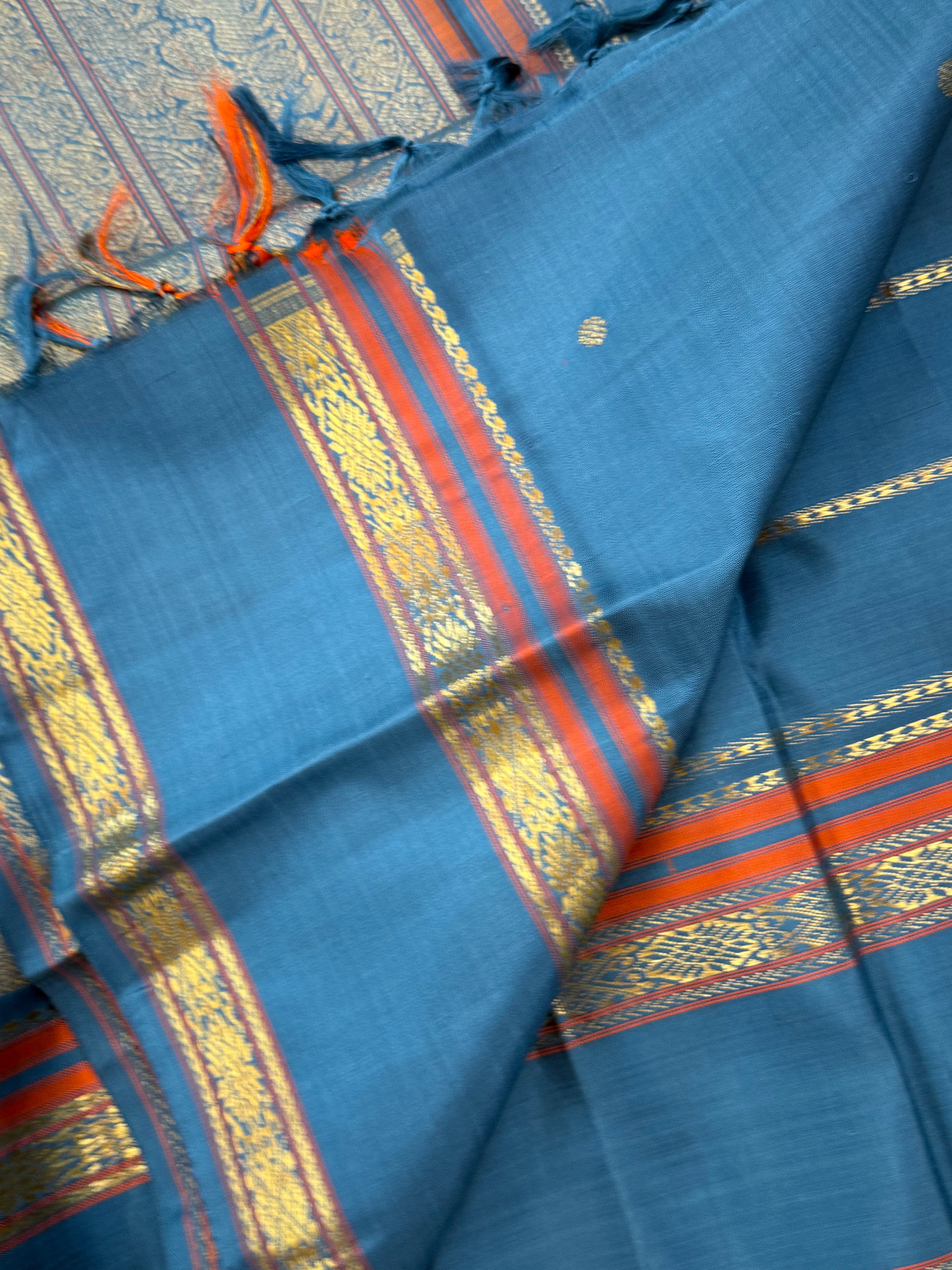 Master weaver Powder blue Kattam Butta Kanjipuram silk