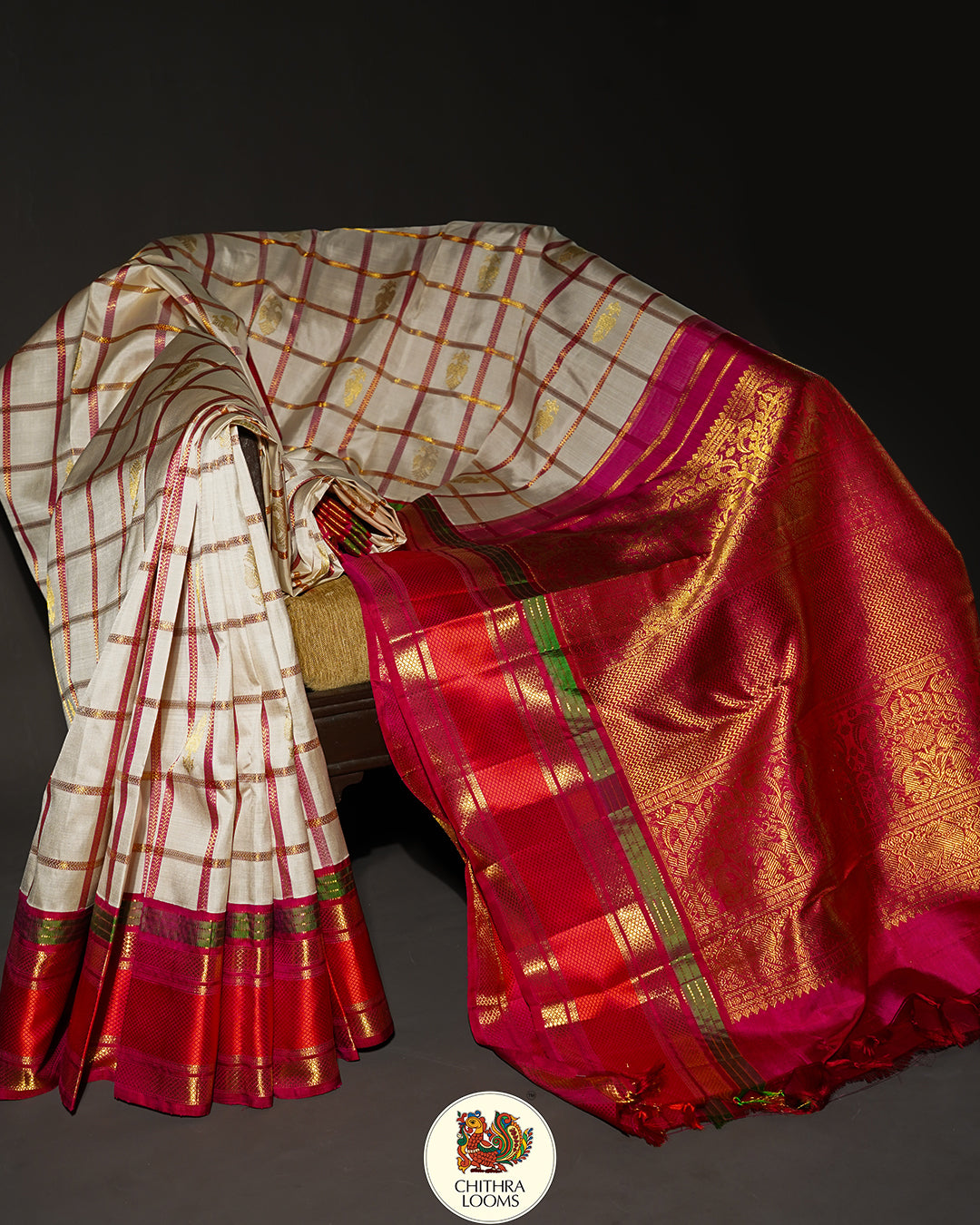 Alankar / off white Kattam Kalashetra inspired saree