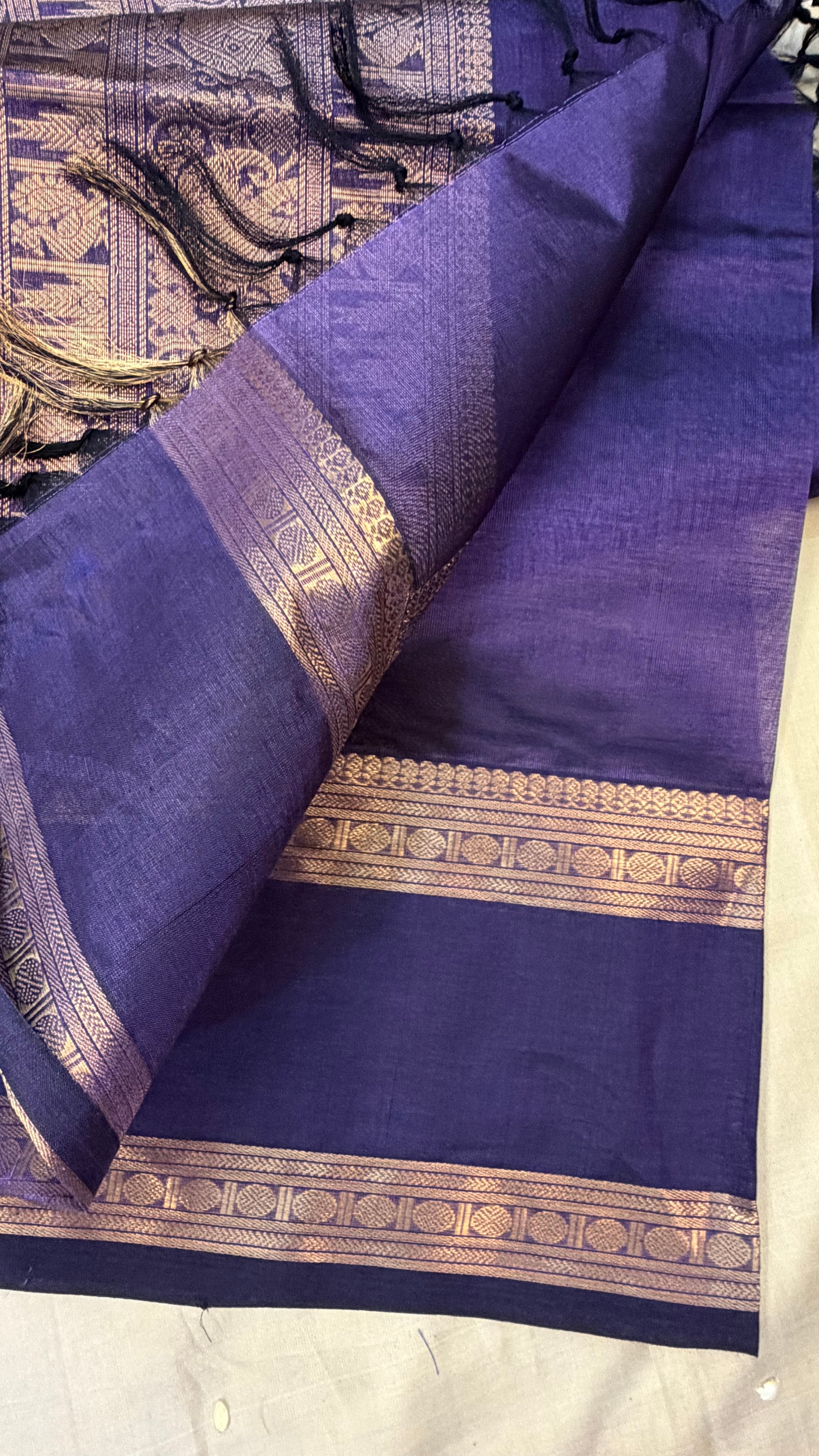 Purple border butta/ Silk Cotton