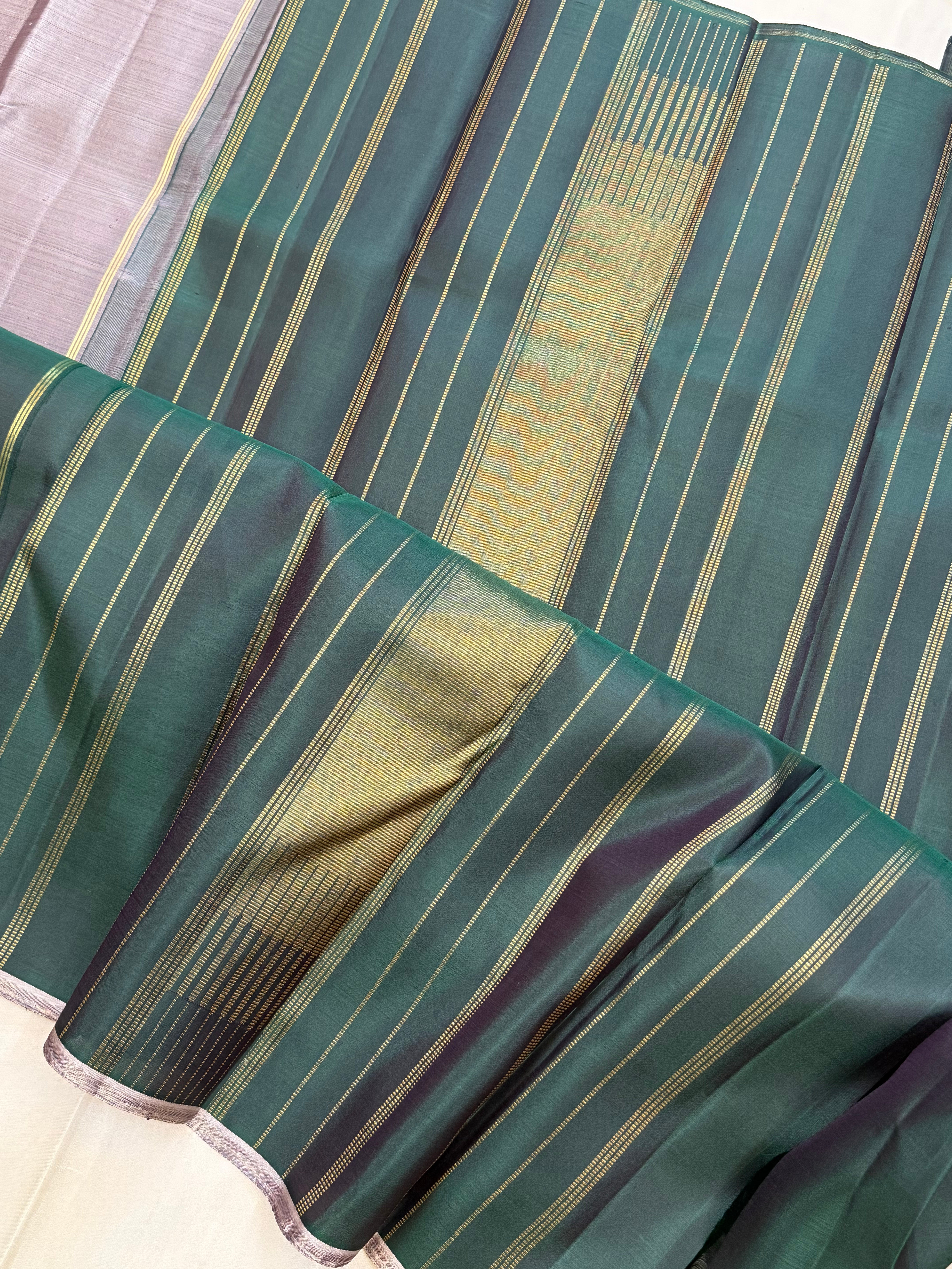Grey with dark green Half and half / kanjivaram silk clsa 10685