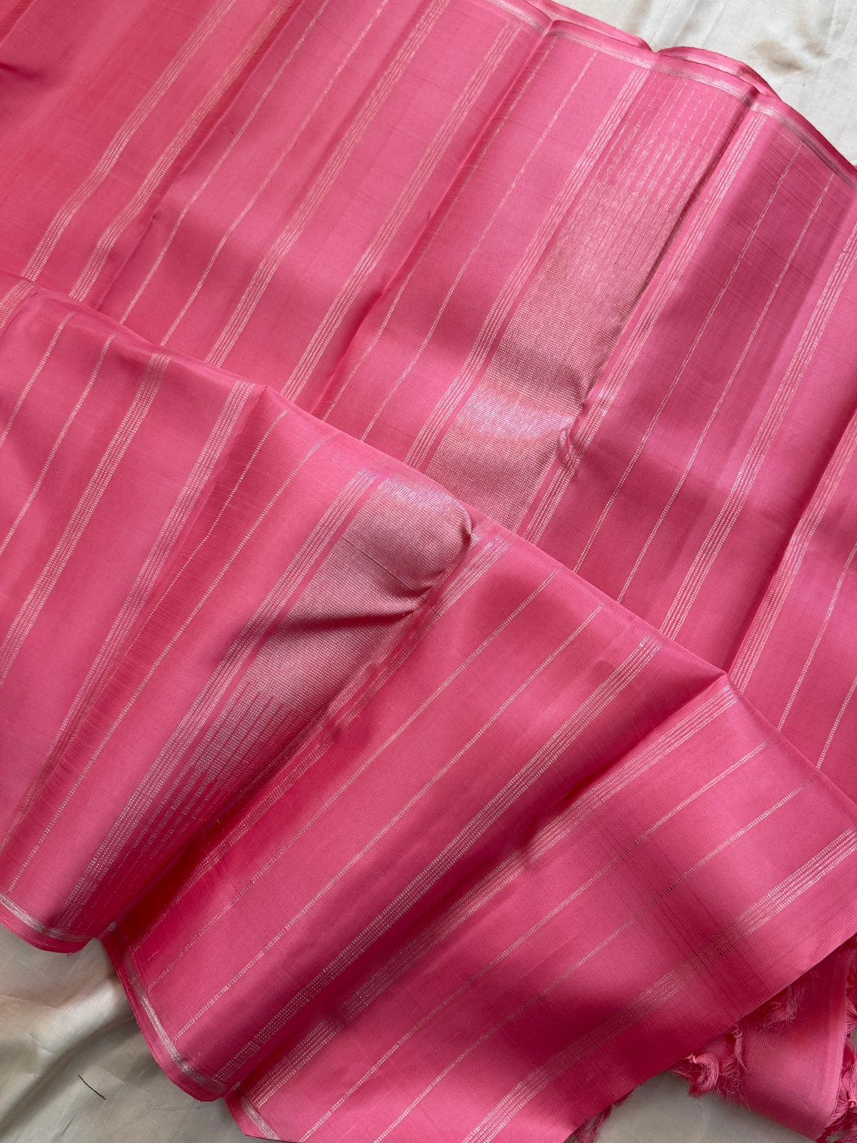 Rose milk and silver pure Zari / kanjipuram silk saree clsa 12324